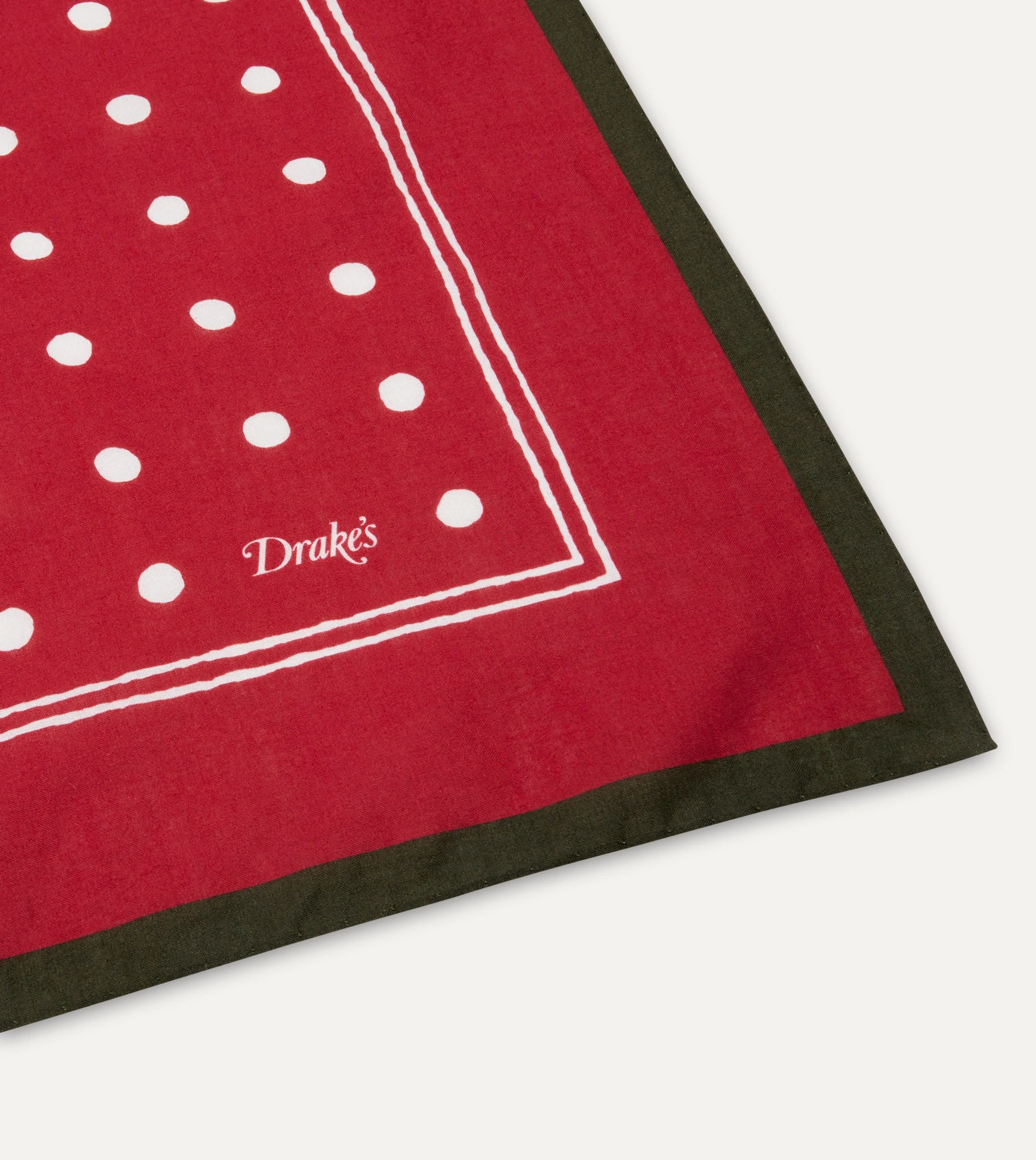 Red Polka Dot Print Bandana sold by Drake's London product image thumbnail 4