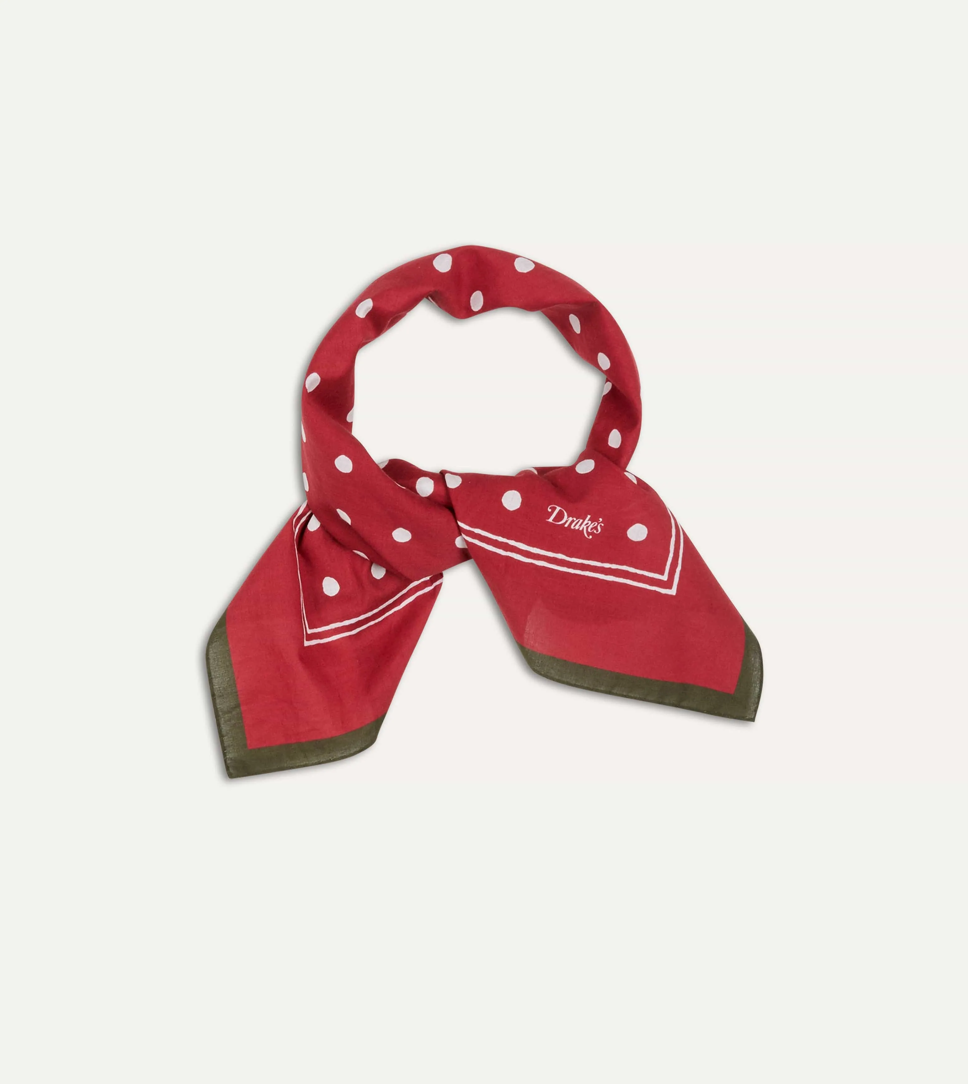 Red Polka Dot Print Bandana sold by Drake's London product image thumbnail 5