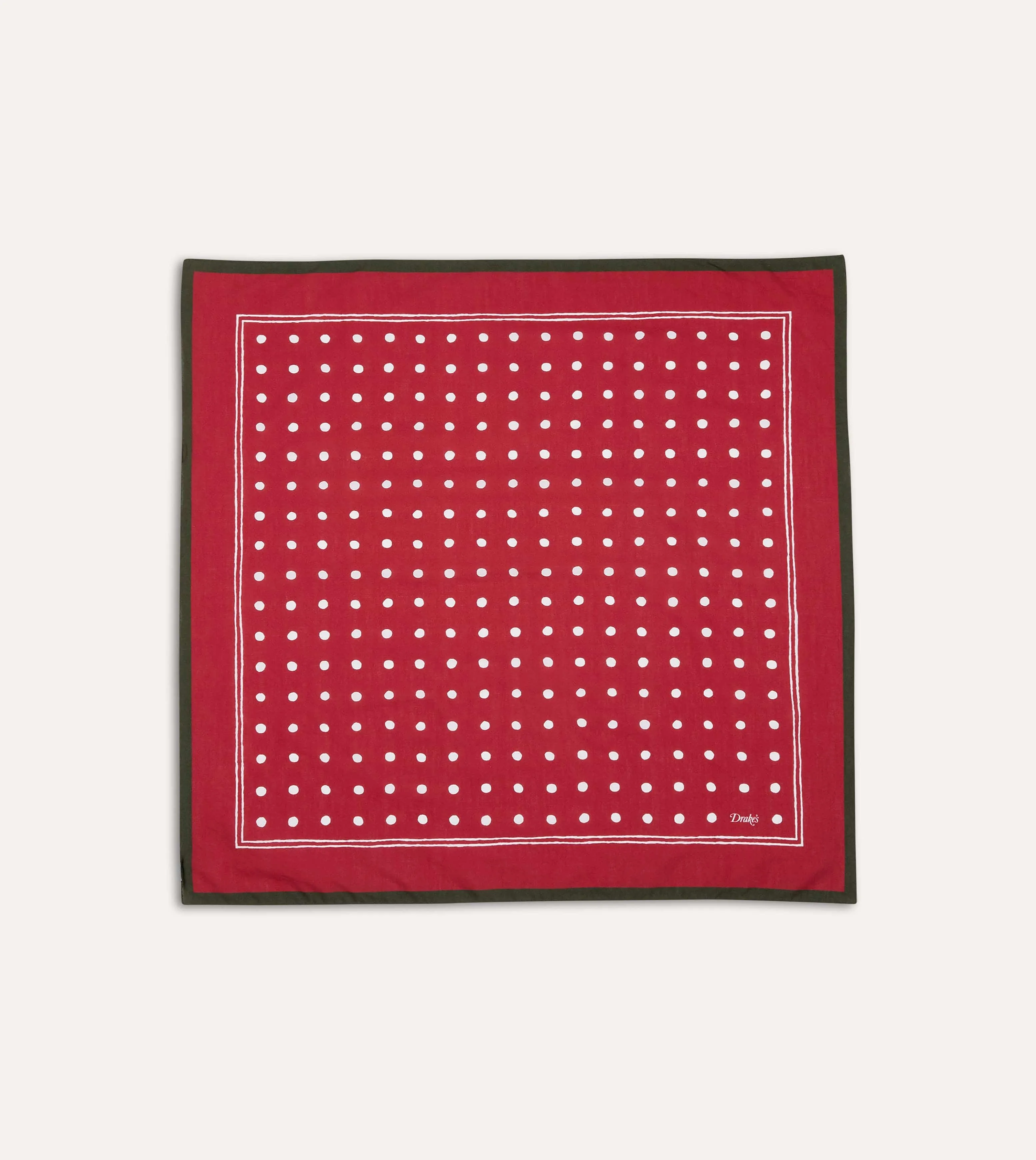 Red Polka Dot Print Bandana sold by Drake's London