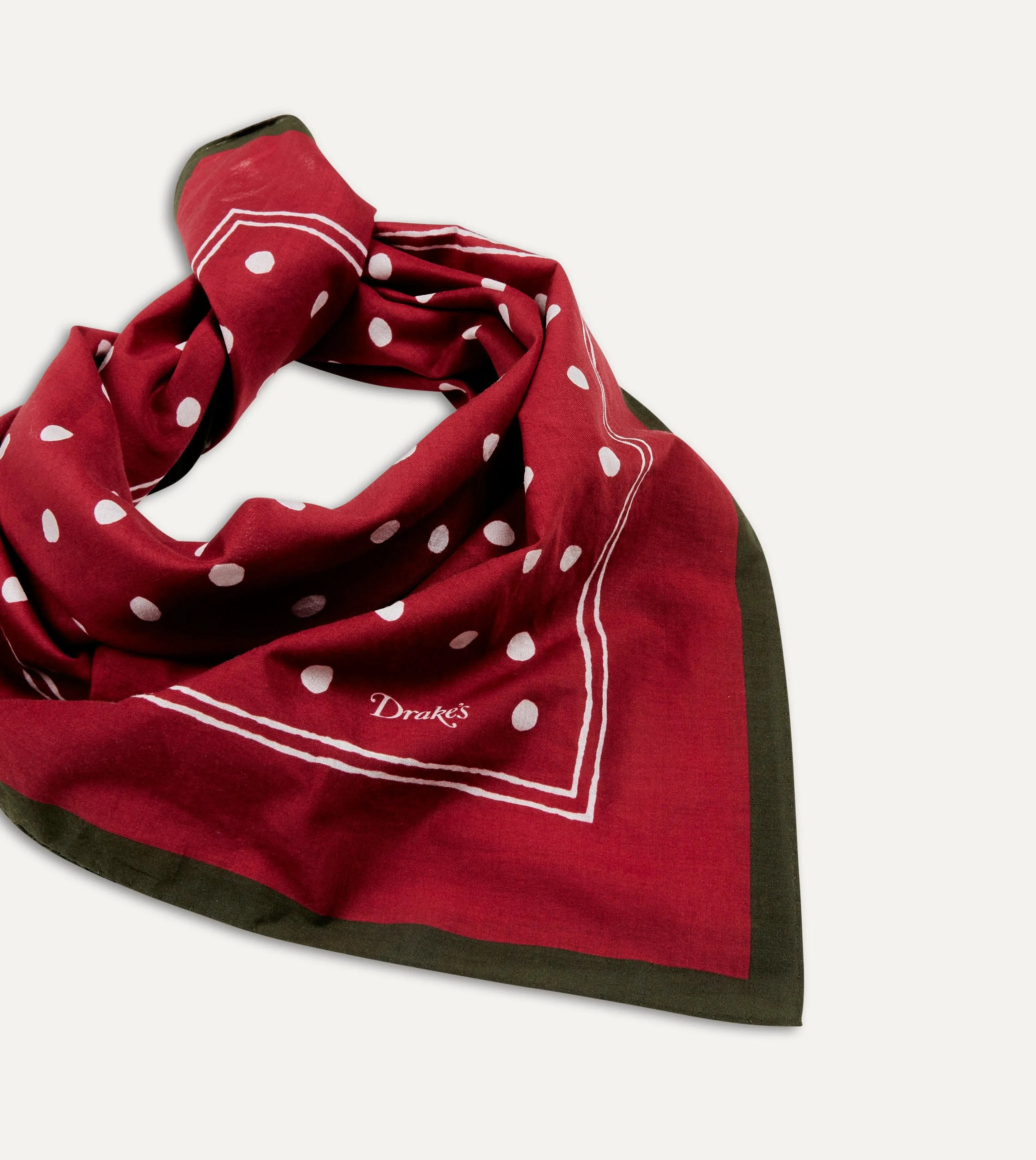 Red Polka Dot Print Bandana sold by Drake's London product image thumbnail 3
