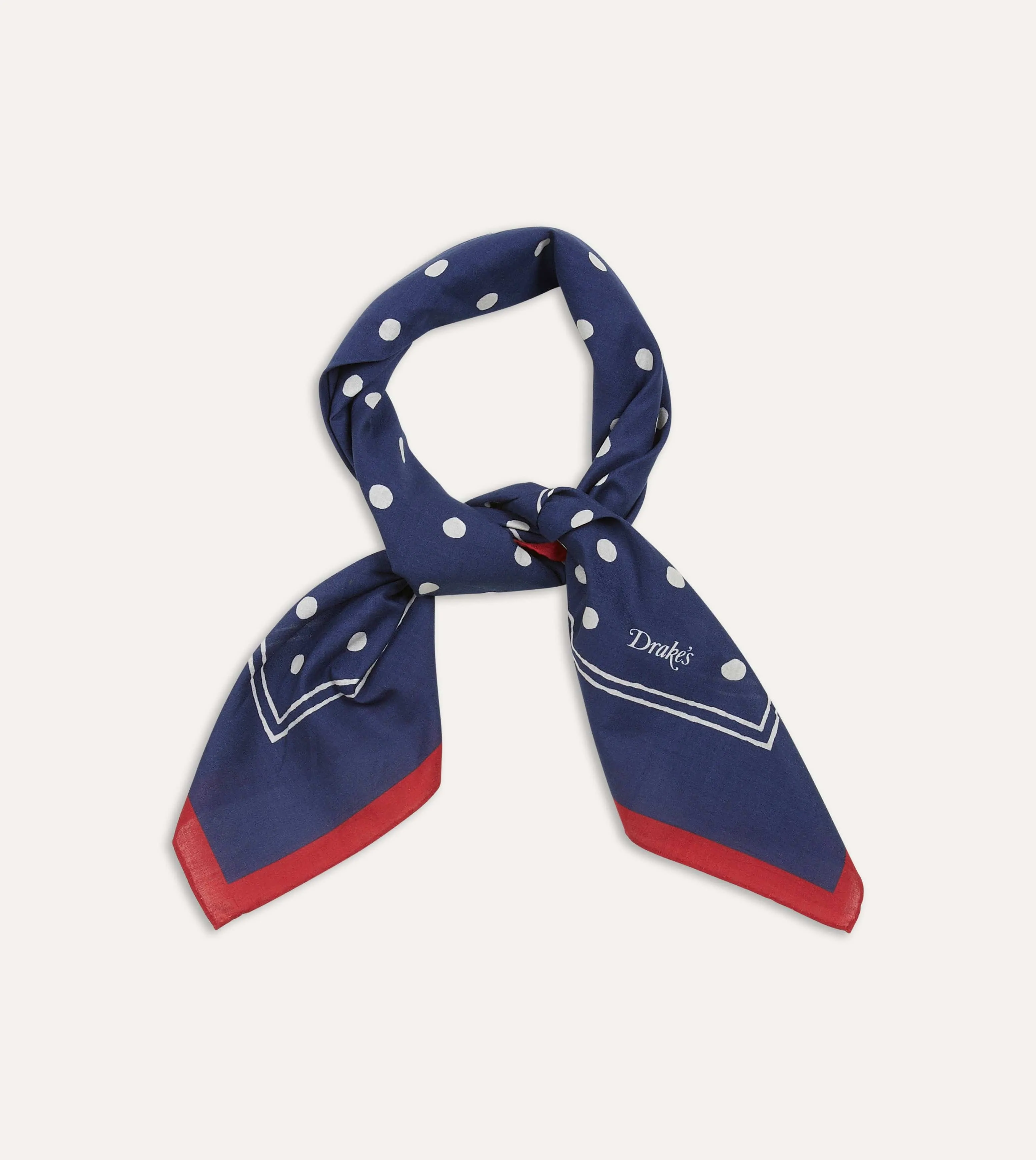 Navy Polka Dot Print Bandana sold by Drake's London product image thumbnail 5