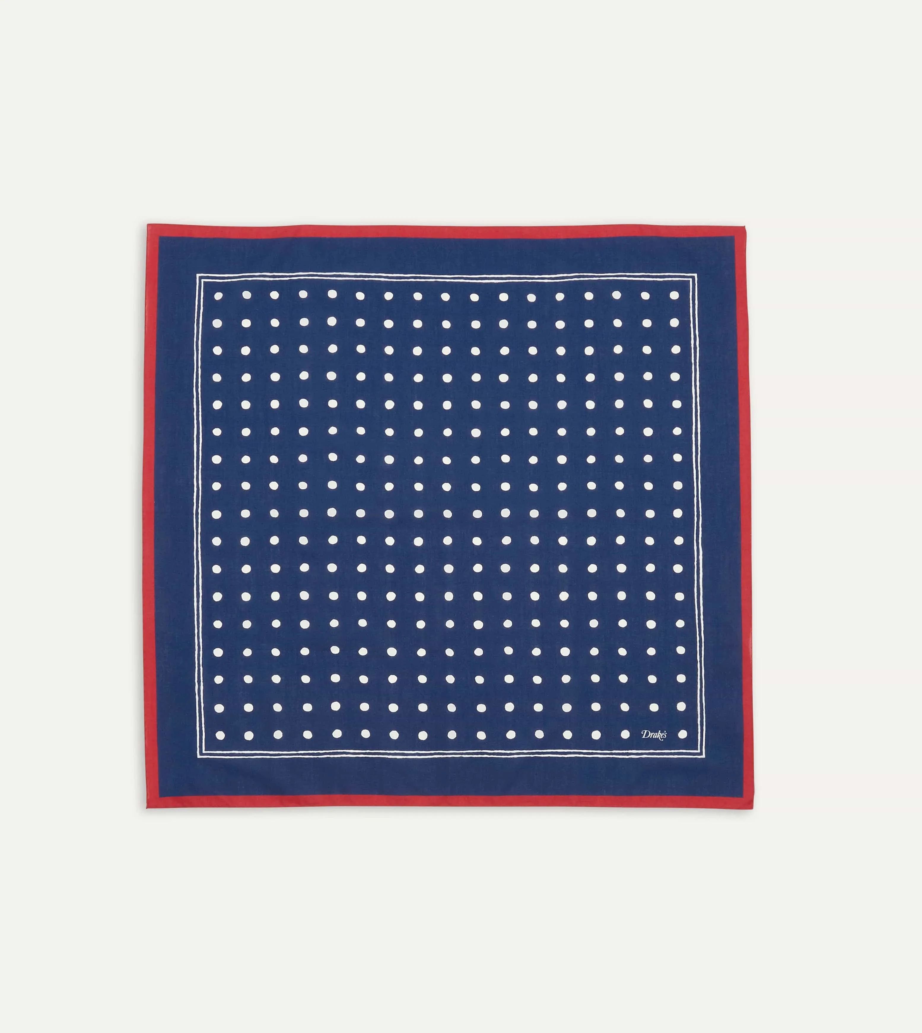 Navy Polka Dot Print Bandana sold by Drake's London