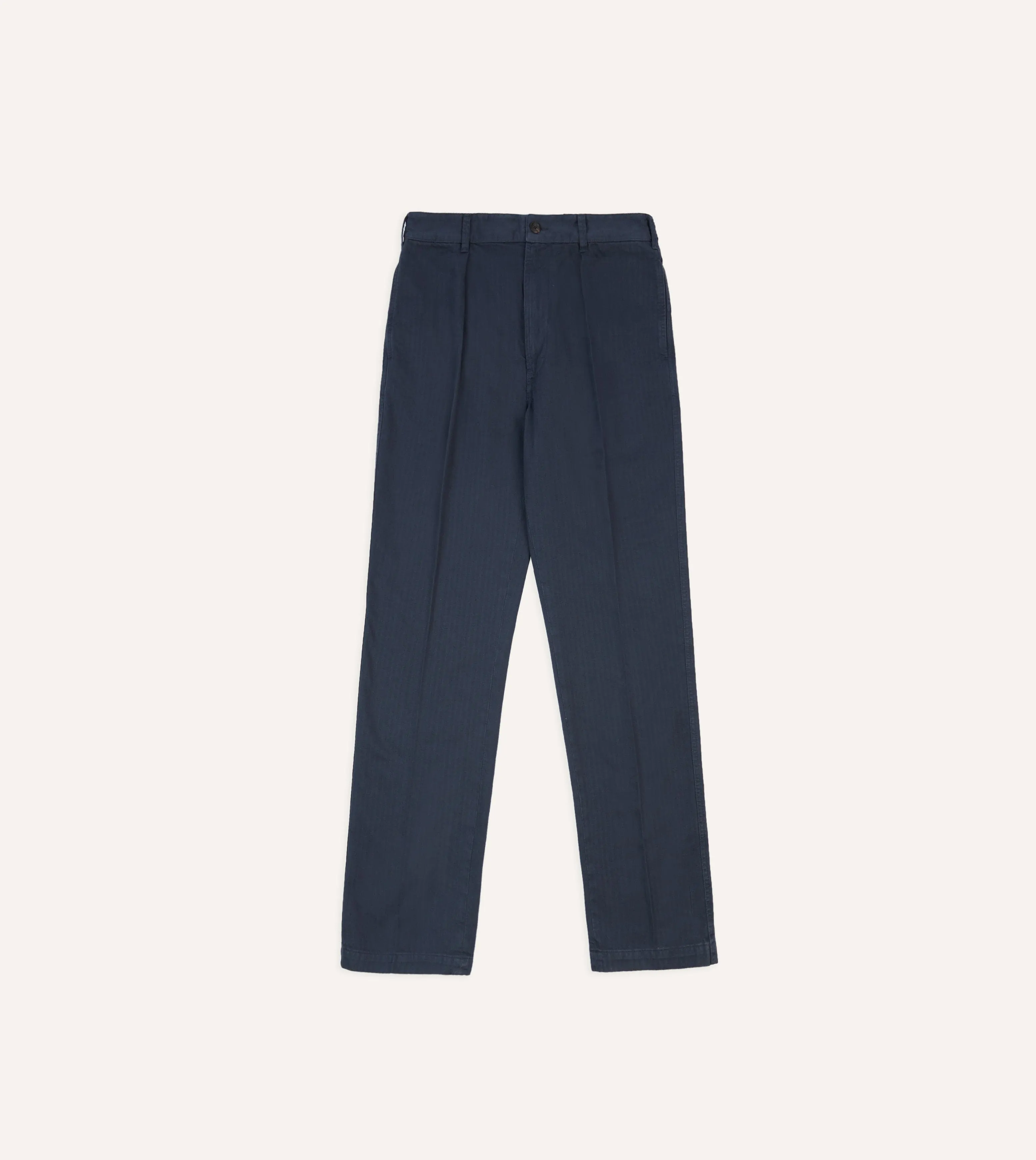 Navy Herringbone Cotton Games Trousers sold by Drake's London product image thumbnail 3