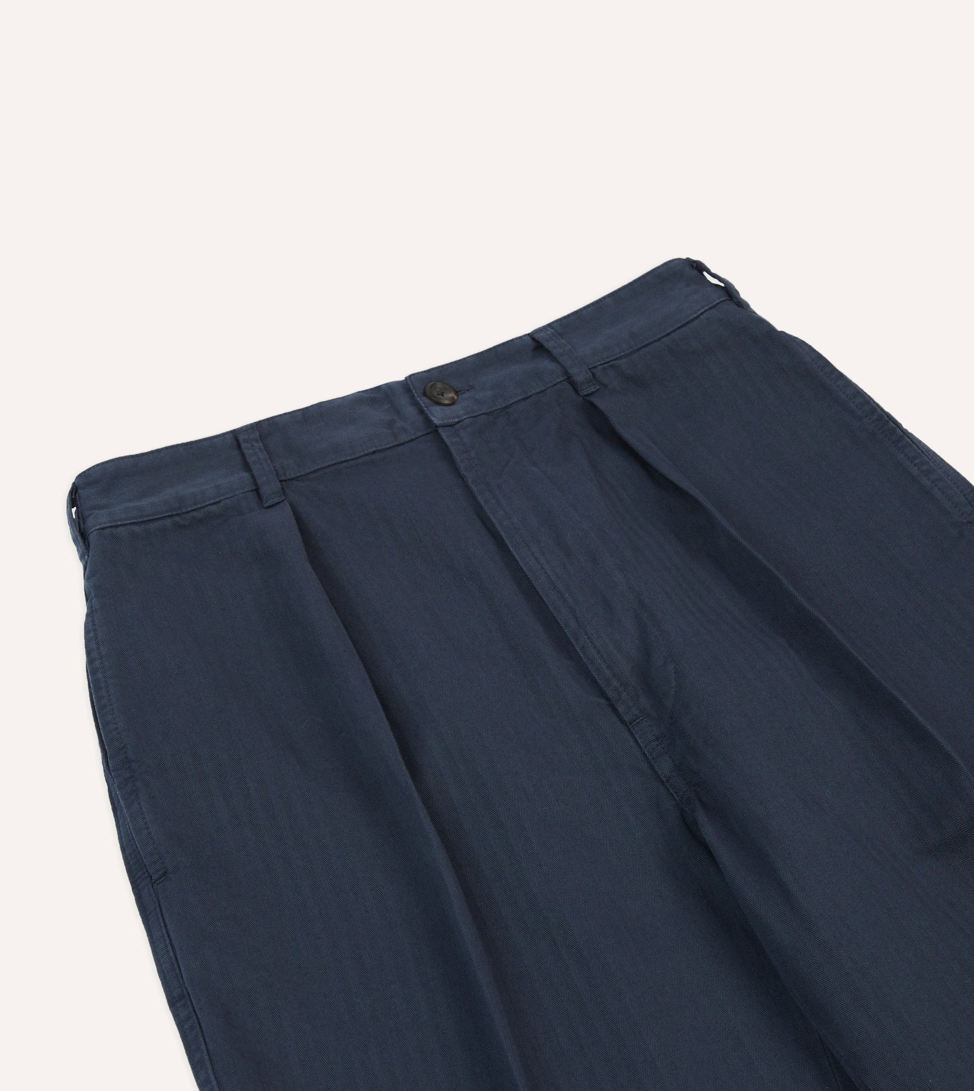 Navy Herringbone Cotton Games Trousers sold by Drake's London product image thumbnail 4