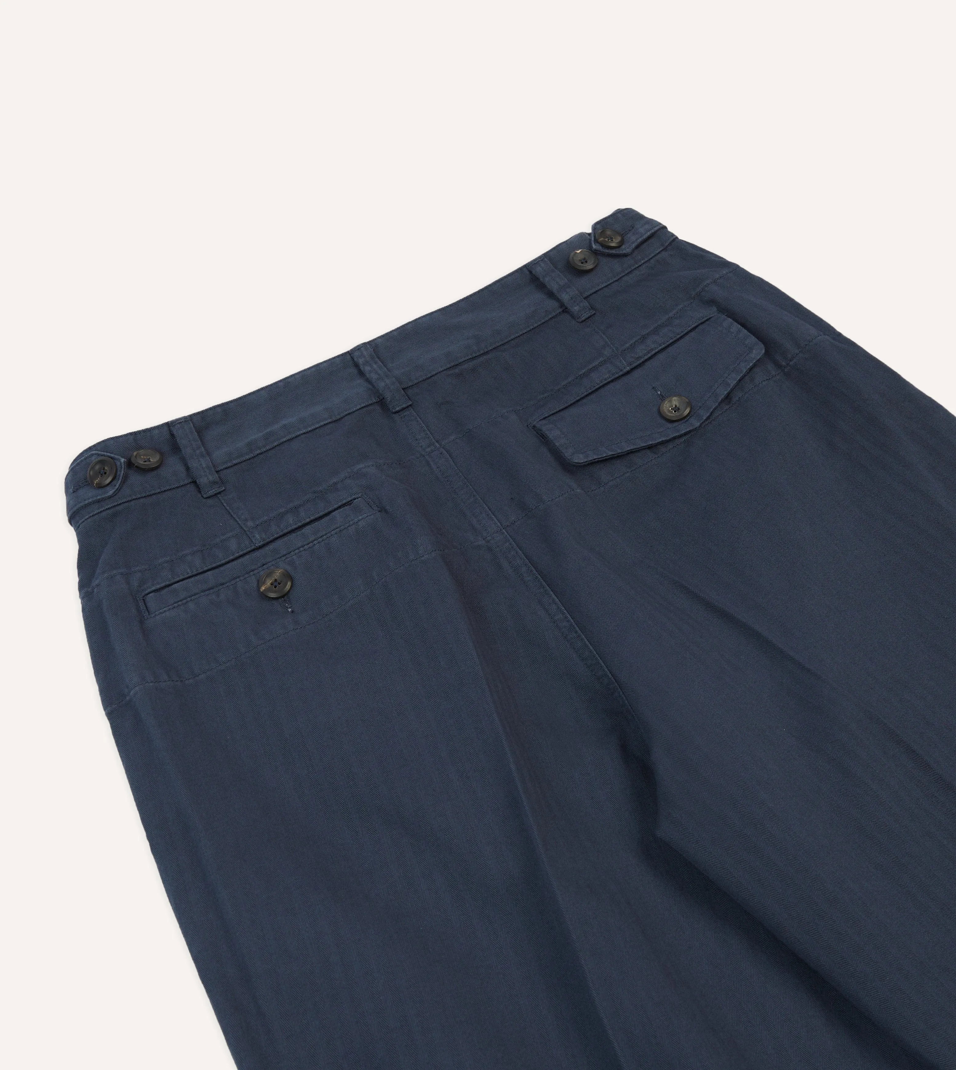 Navy Herringbone Cotton Games Trousers sold by Drake's London product image thumbnail 5