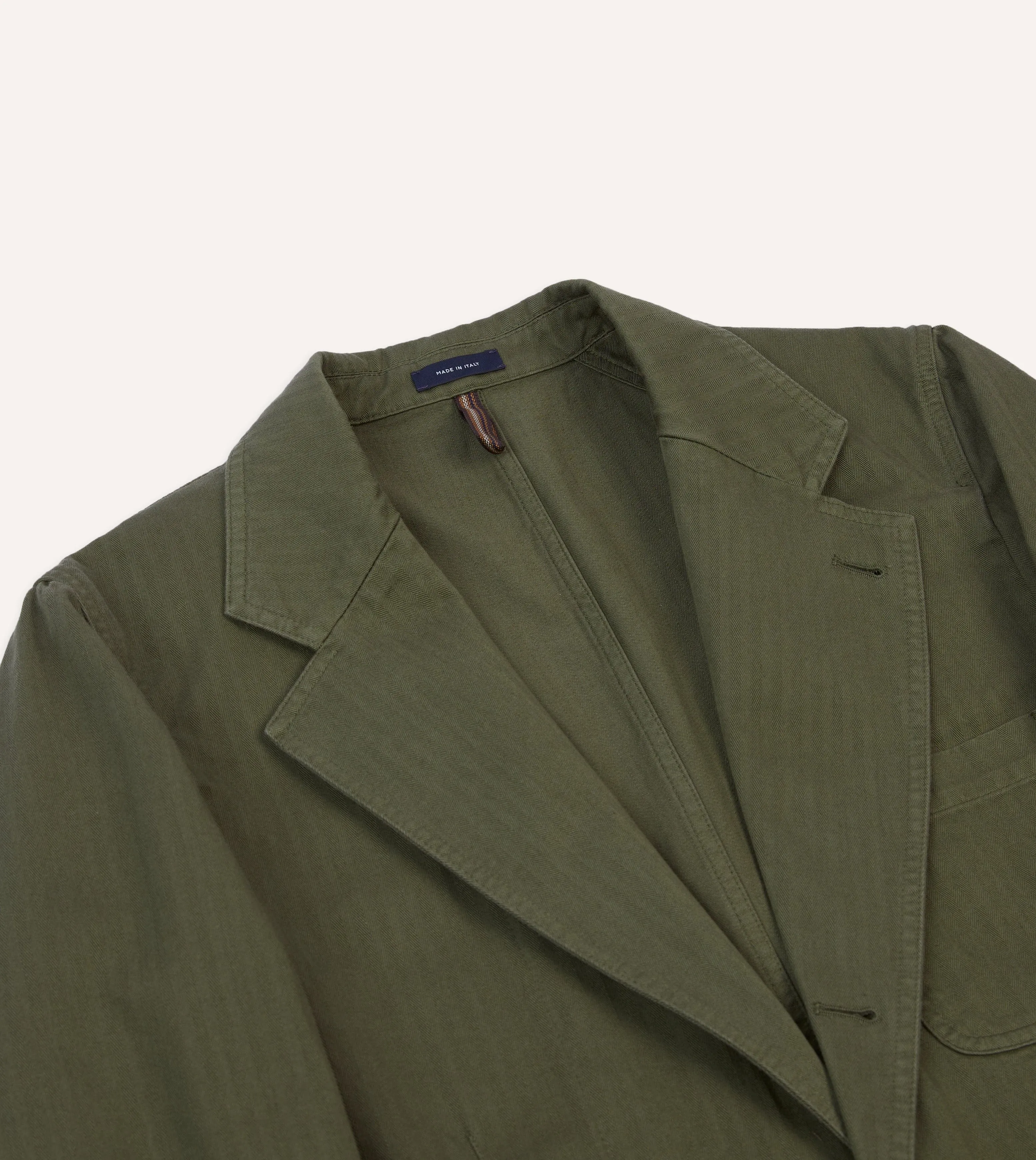 Olive Herringbone Cotton Games Blazer Mk. I sold by Drake's London product image thumbnail 3