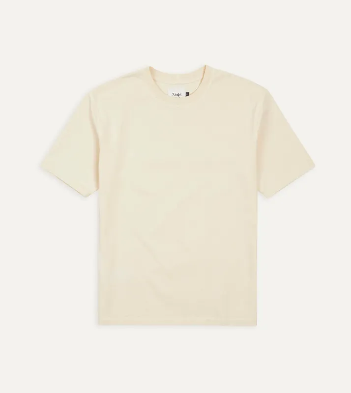 Antique White Cotton Crew Neck Hiking T-Shirt sold by Drake's London