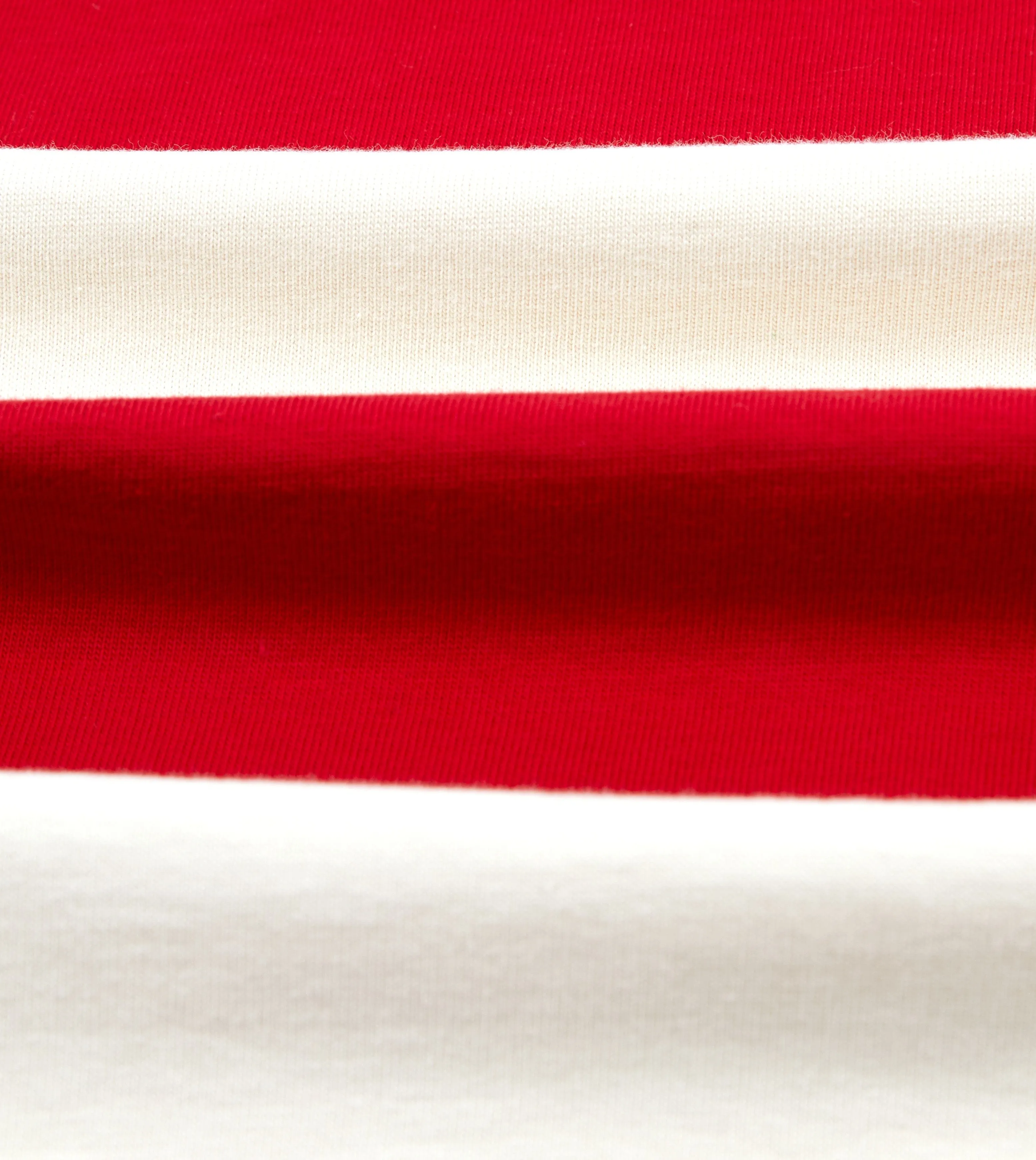 Red and White Wide Stripe Heavy Cotton Crew Neck Hiking T-Shirt sold by Drake's London product image thumbnail 2