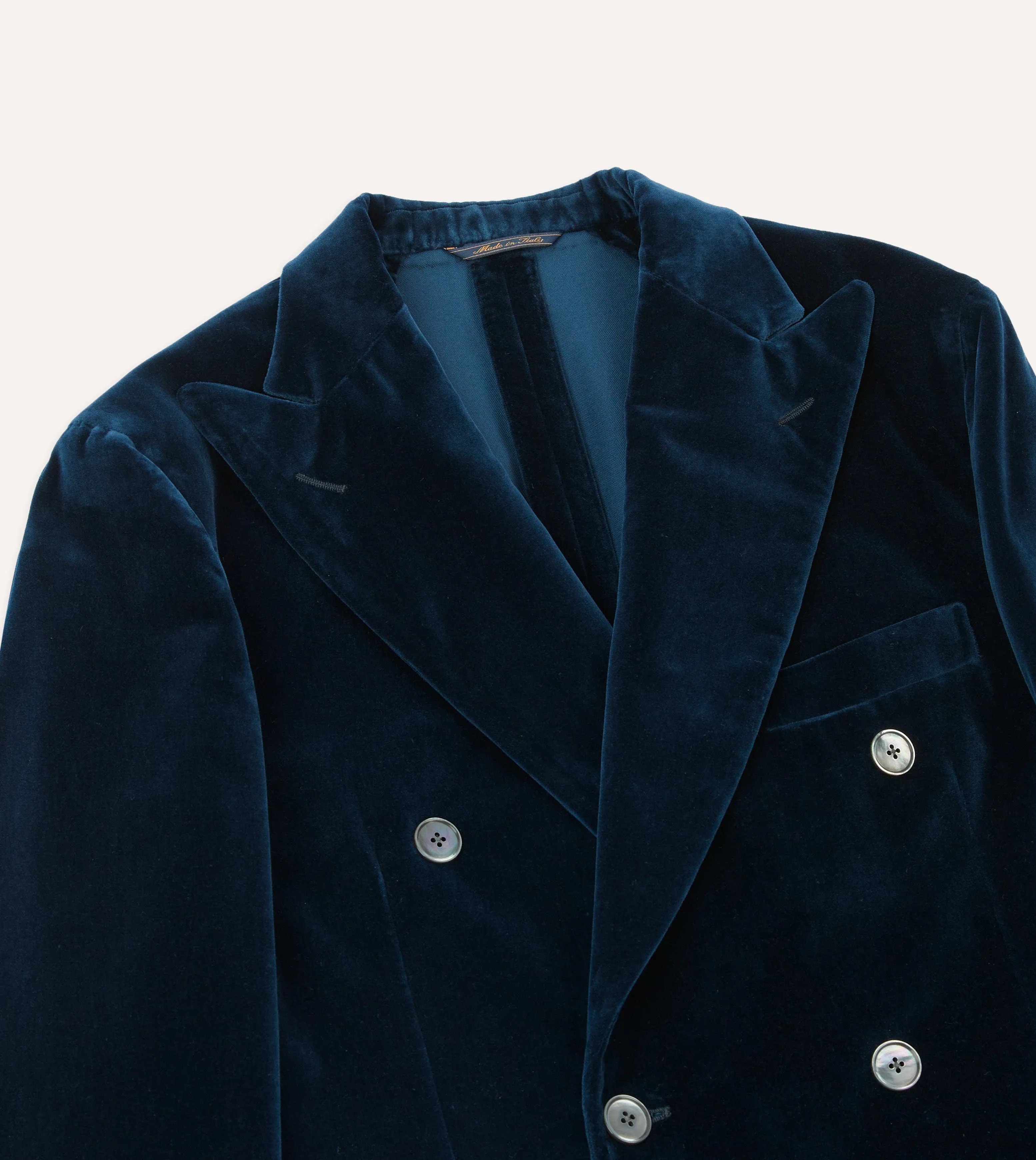 Blue Velvet Double-Breasted Tailored Jacket sold by Drake's London product image thumbnail 3