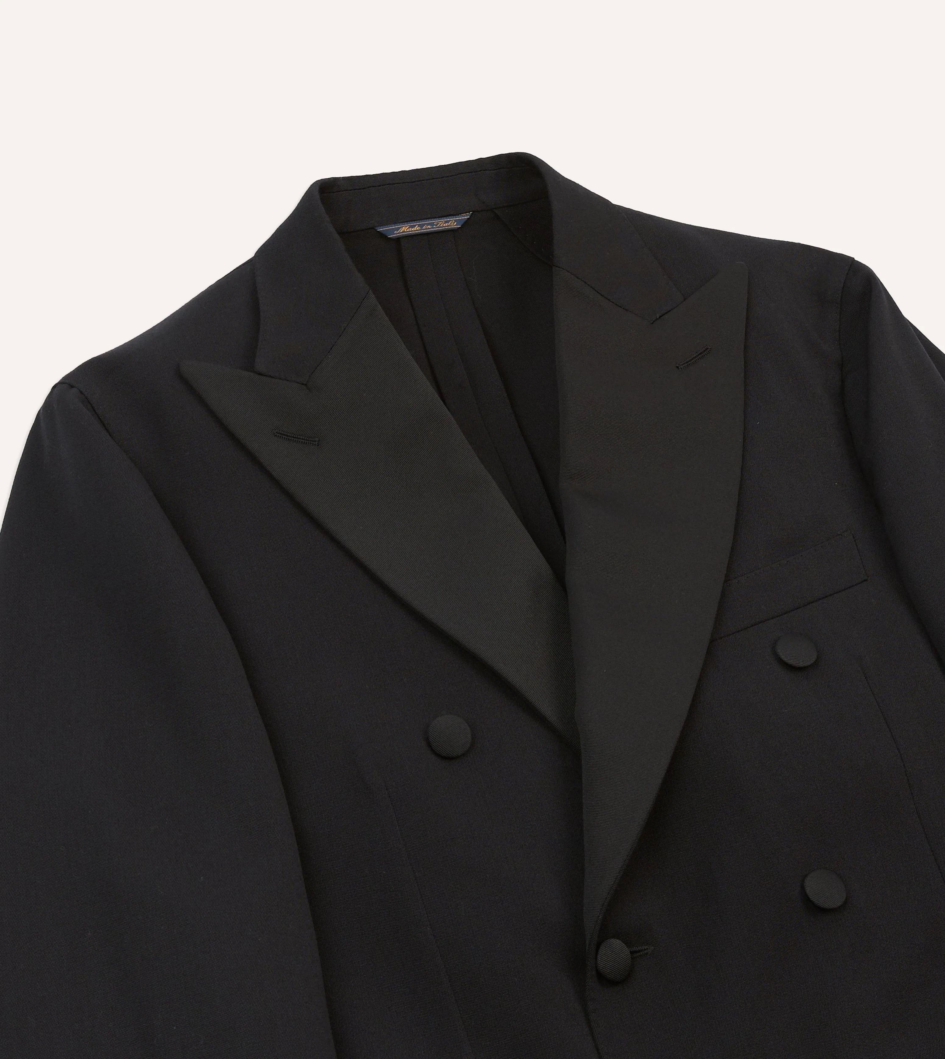 Black Barathea Wool Double-Breasted Dinner Jacket sold by Drake's London product image thumbnail 3