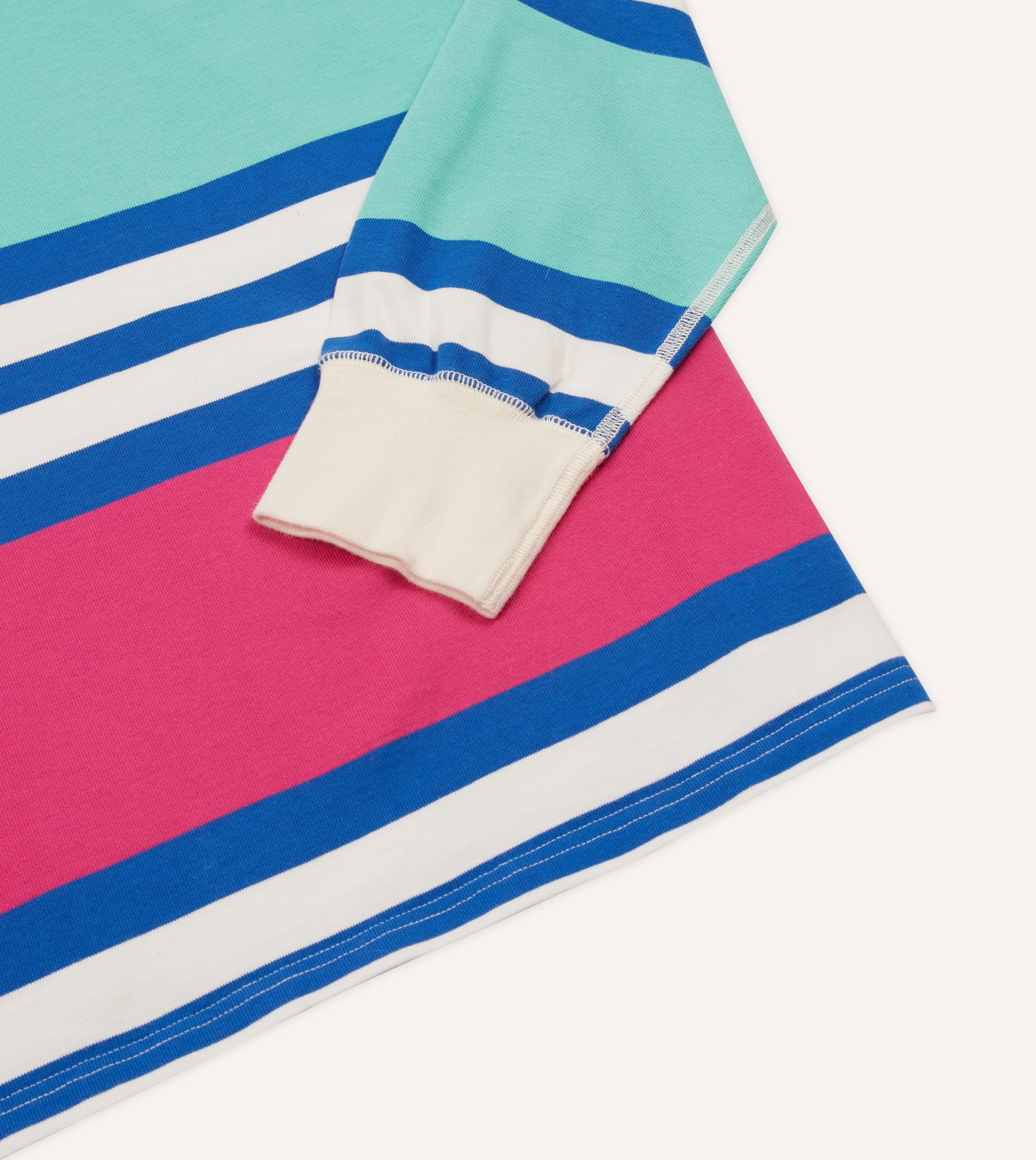 Pink, Green and Blue Stripe Cotton Rugby Shirt sold by Drake's London product image thumbnail 5