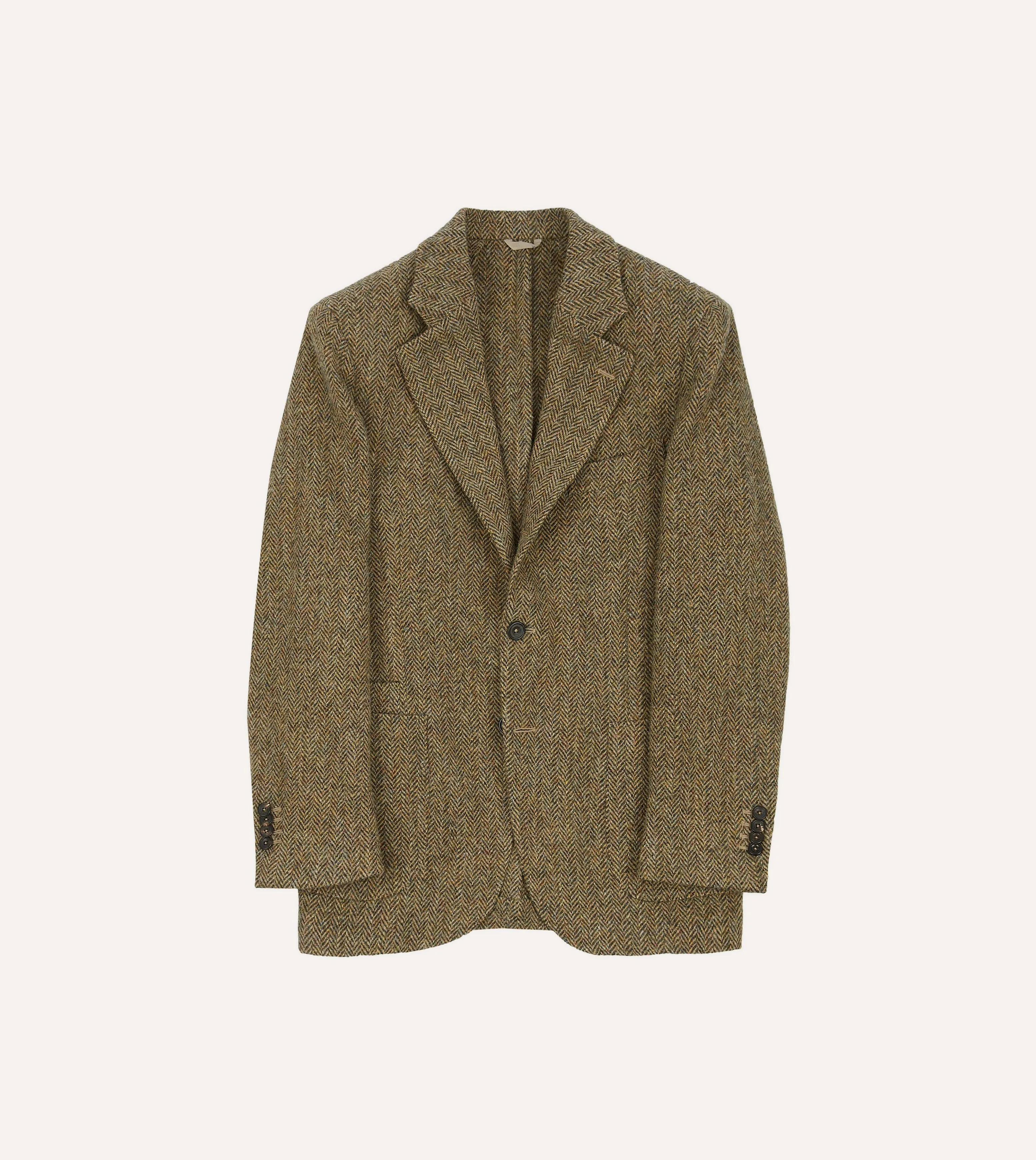 Brown Herringbone Harris Tweed Blazer sold by Drake's London