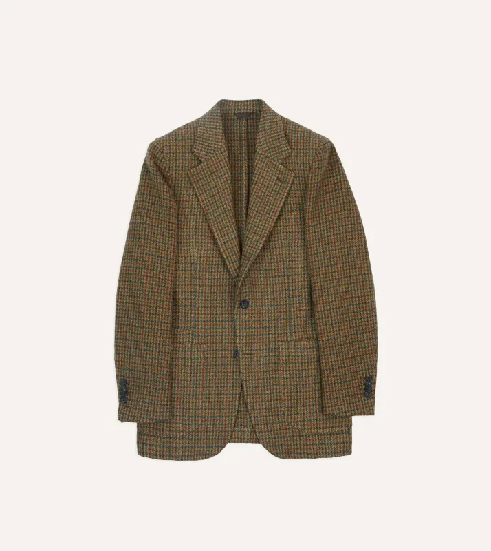 Brown Houndstooth Check Tweed Blazer sold by Drake's London