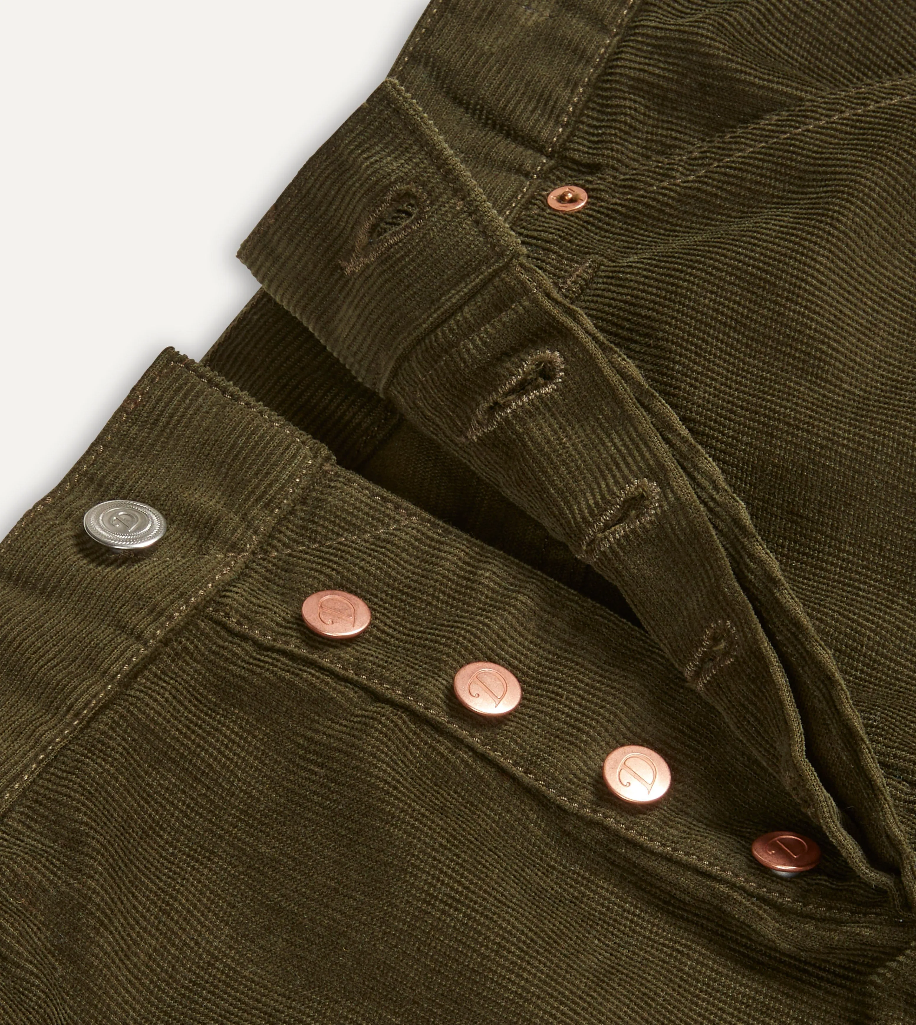 Green Japanese Selvedge Needlecord Five-Pocket Trousers sold by Drake's London product image thumbnail 4
