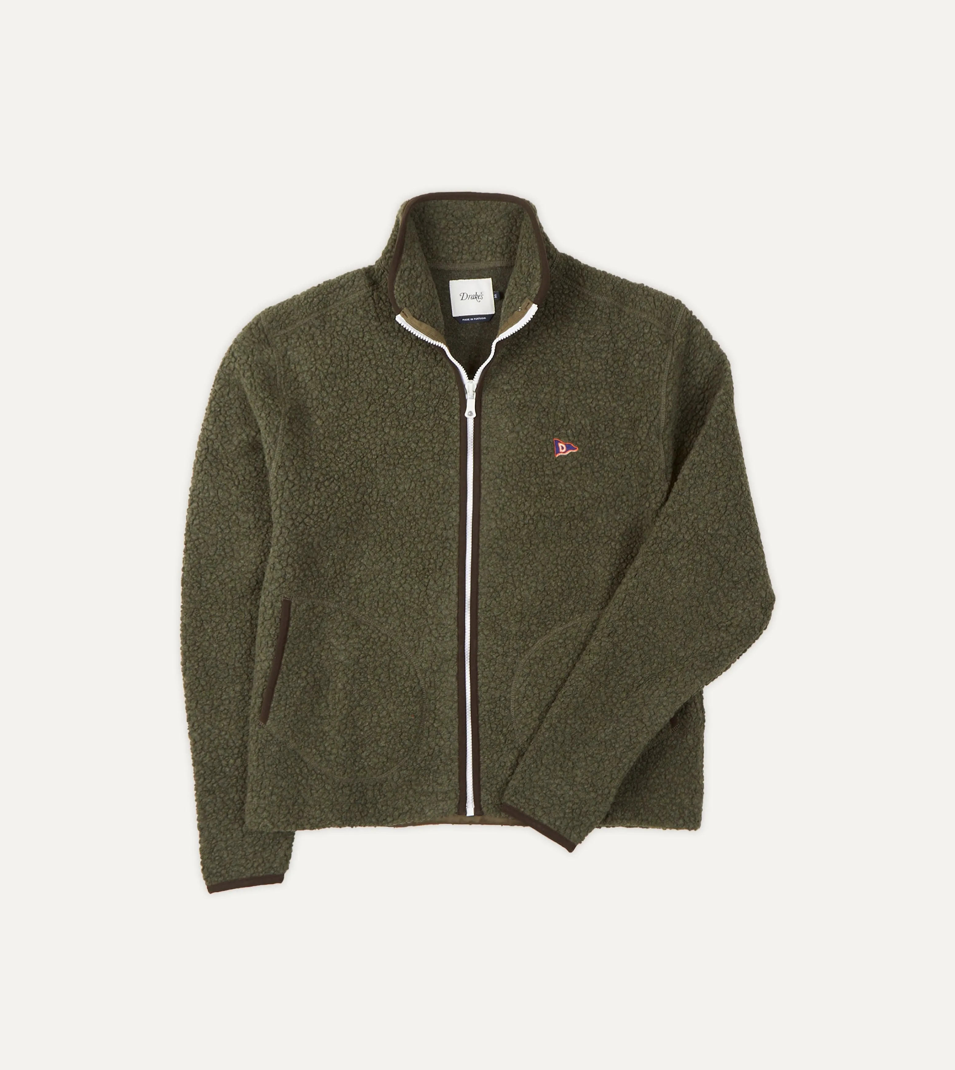 Green Boucle Wool Zip Fleece Jacket sold by Drake's London
