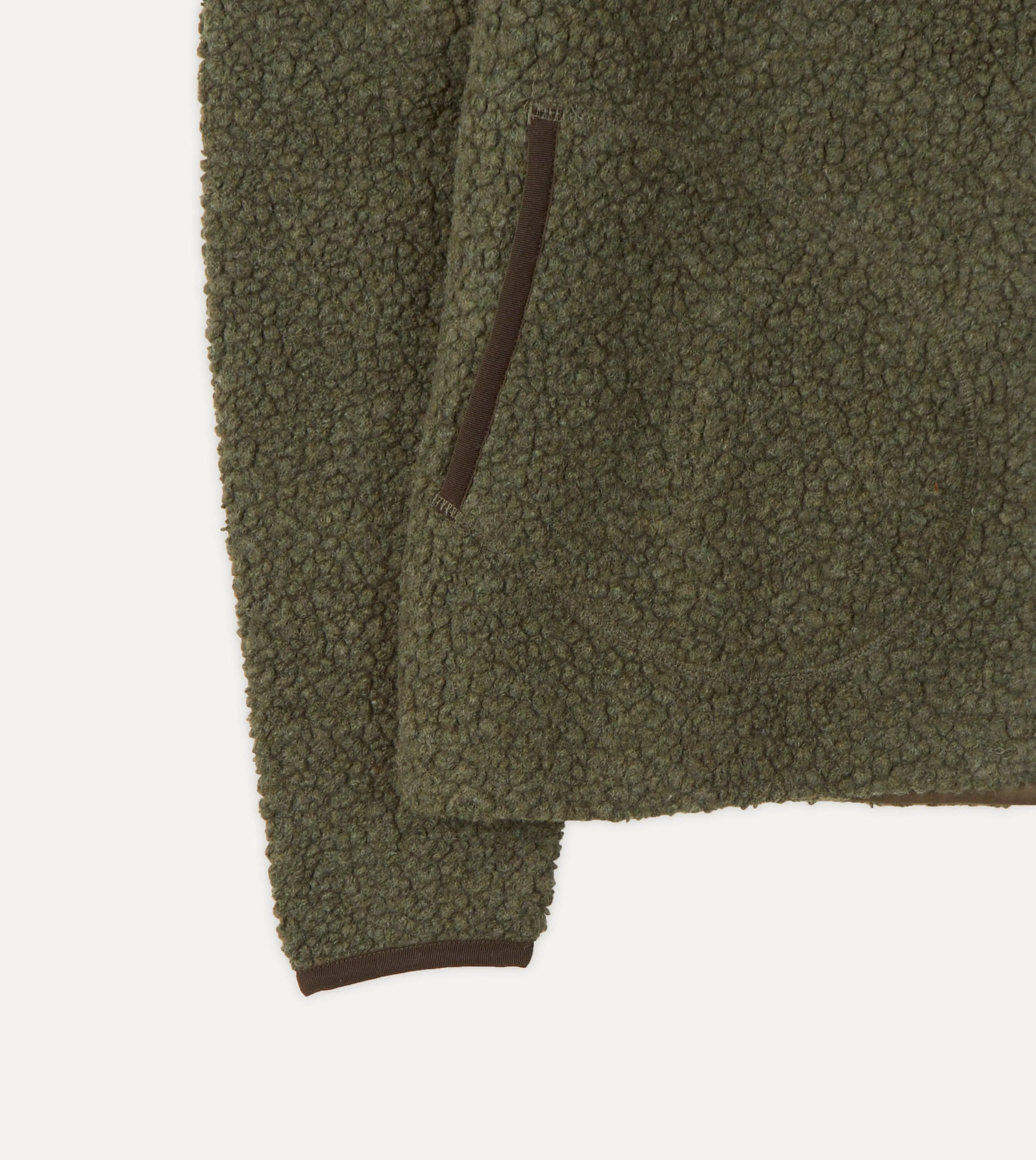 Green Boucle Wool Zip Fleece Jacket sold by Drake's London product image thumbnail 4