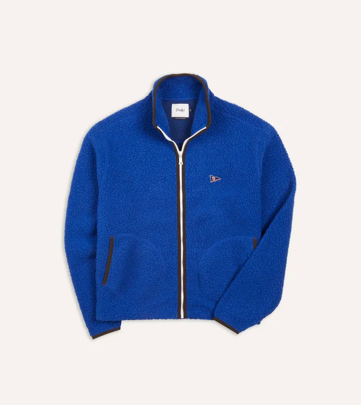 Blue Boucle Wool Zip Fleece Jacket sold by Drake's London