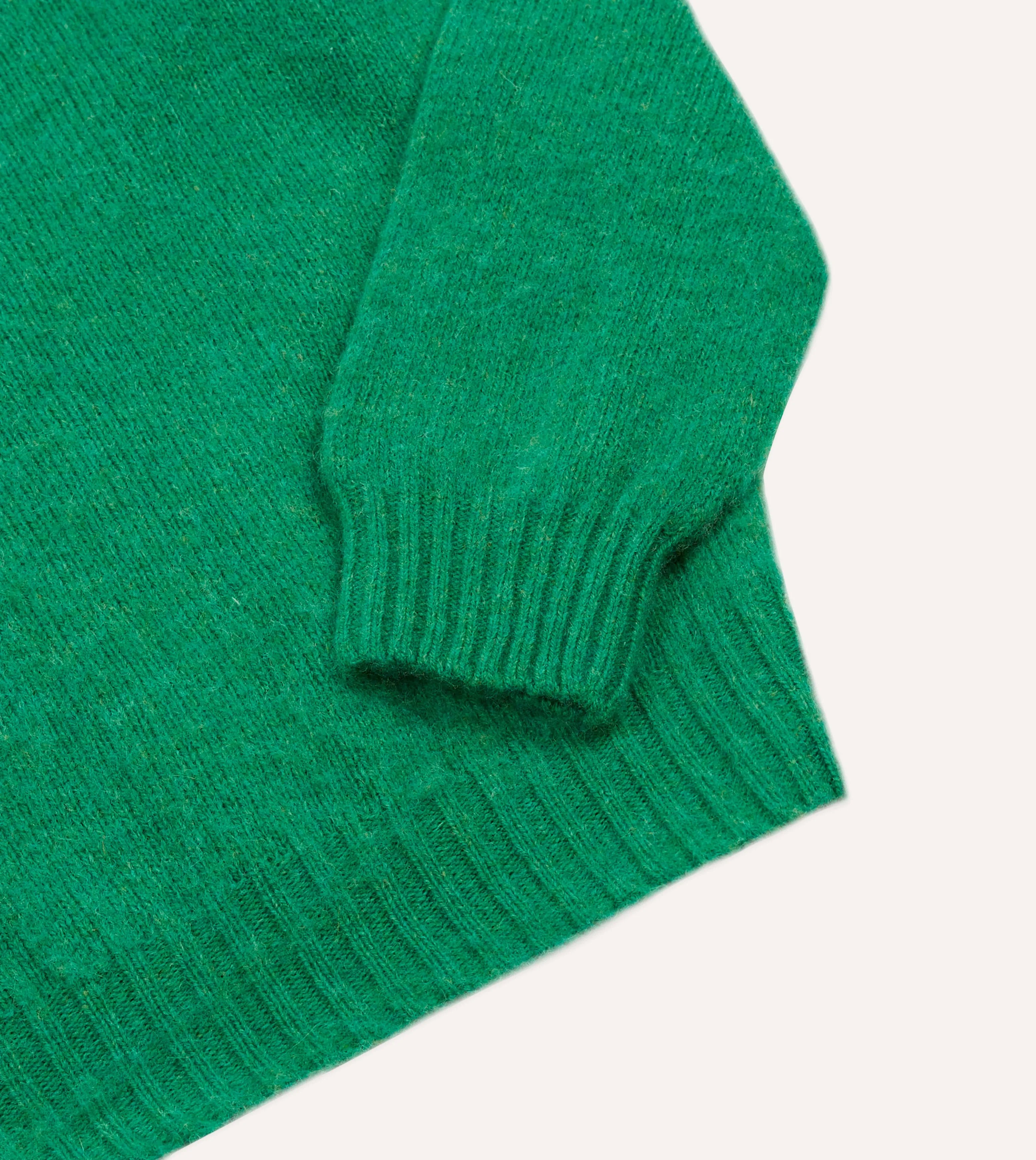 Green Brushed Shetland Crew Neck Jumper sold by Drake's London product image thumbnail 4