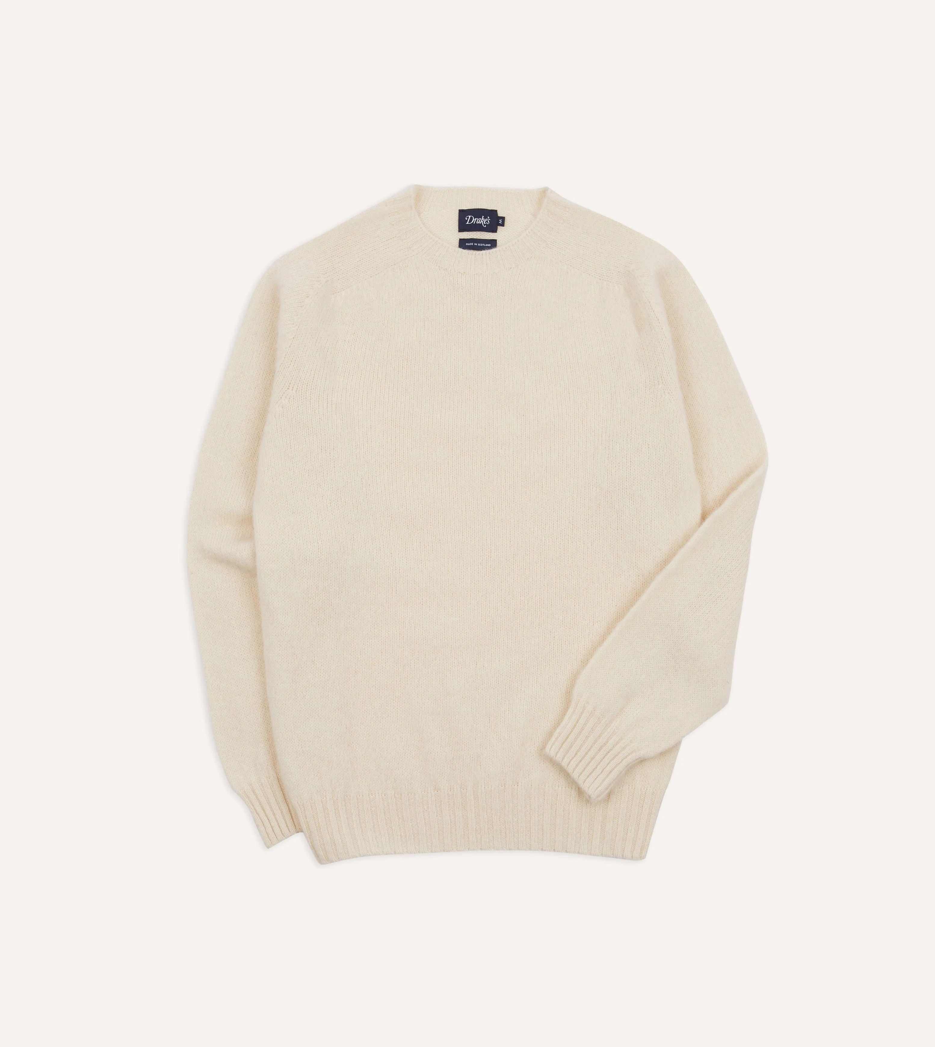 Ecru Brushed Shetland Crew Neck Jumper sold by Drake's London