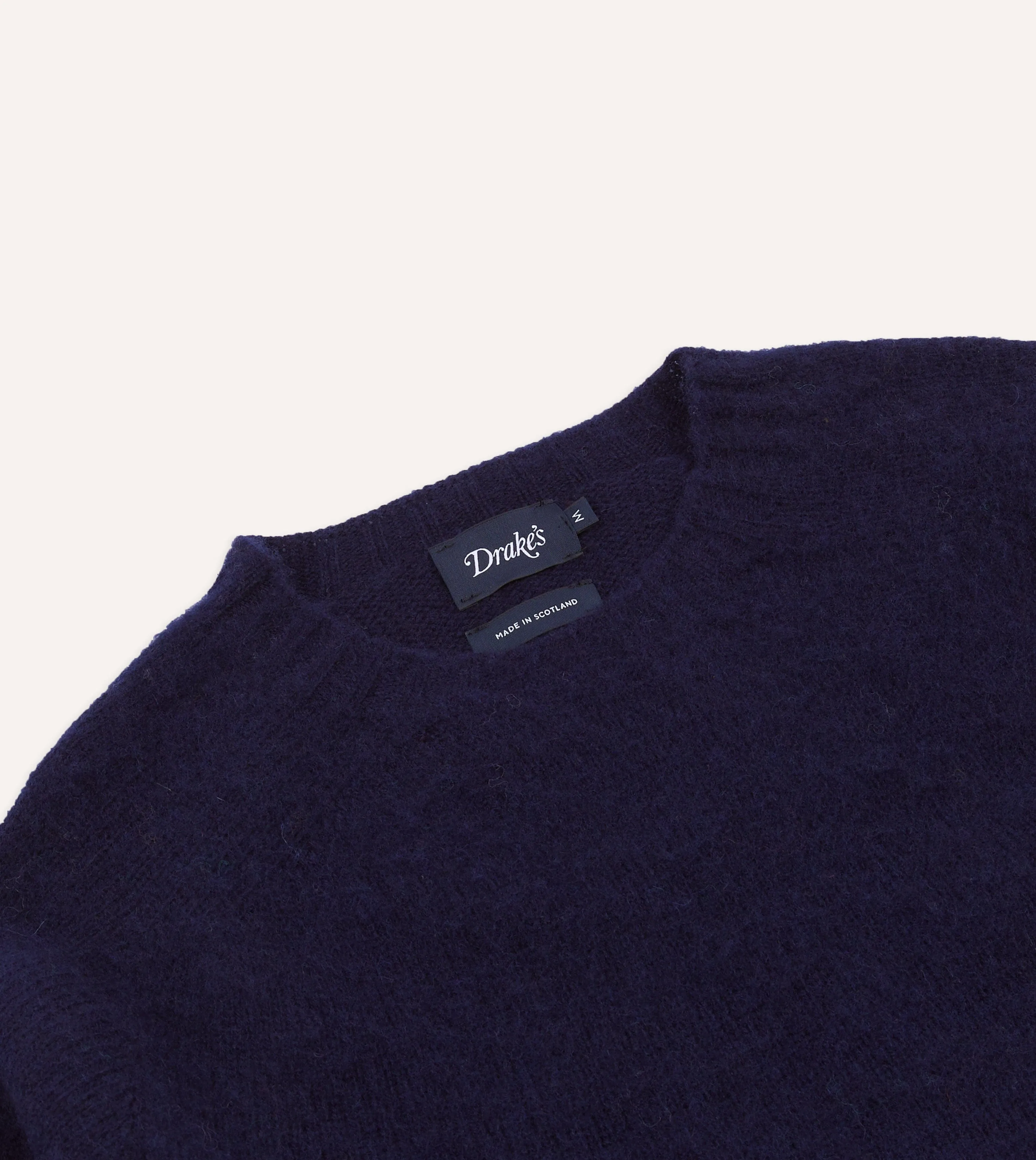 Navy Brushed Shetland Crew Neck Jumper sold by Drake's London product image thumbnail 3