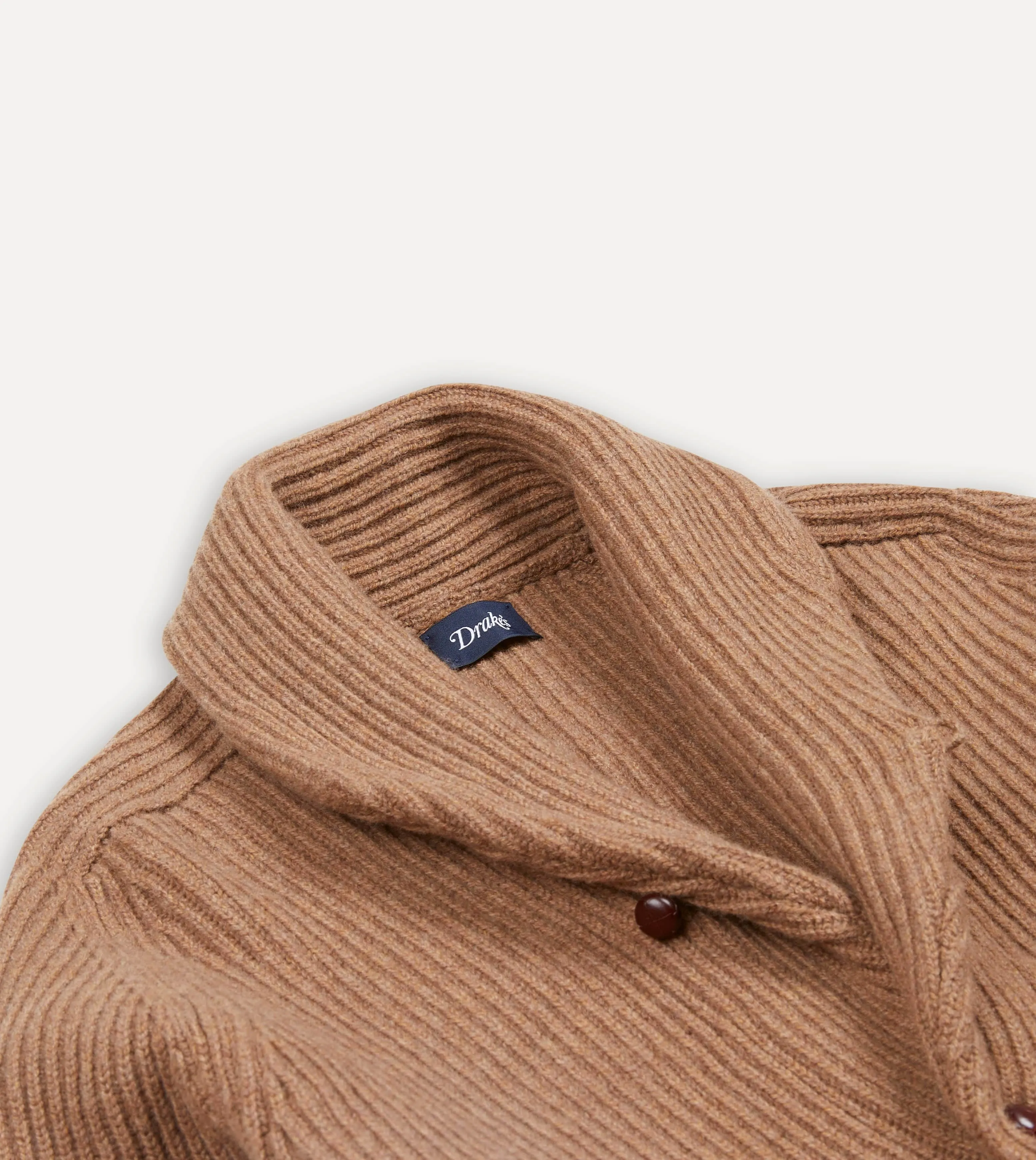 Camel Lambswool Shawl Collar Cardigan sold by Drake's London product image thumbnail 3