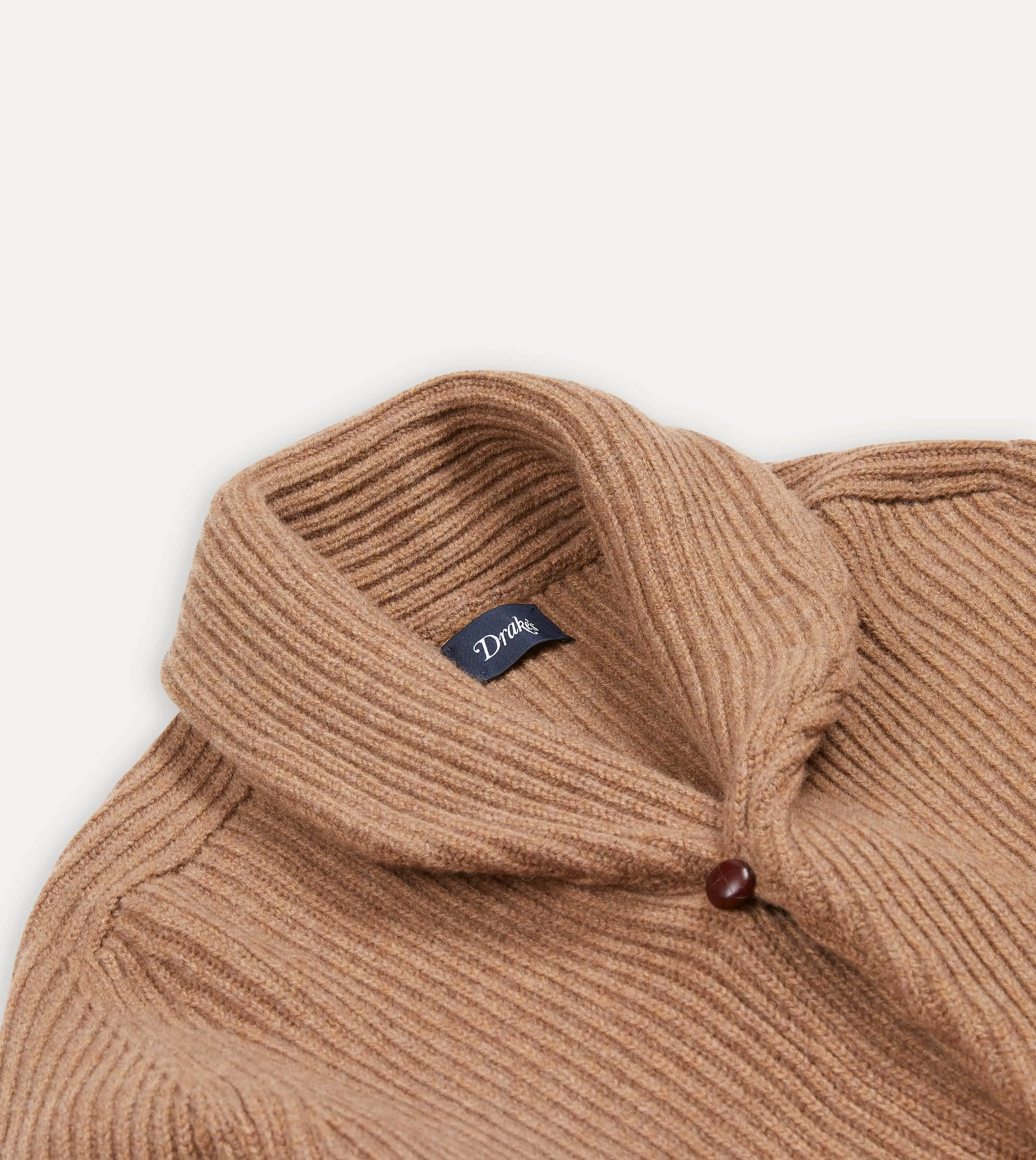 Camel Lambswool Shawl Collar Cardigan sold by Drake's London product image thumbnail 4