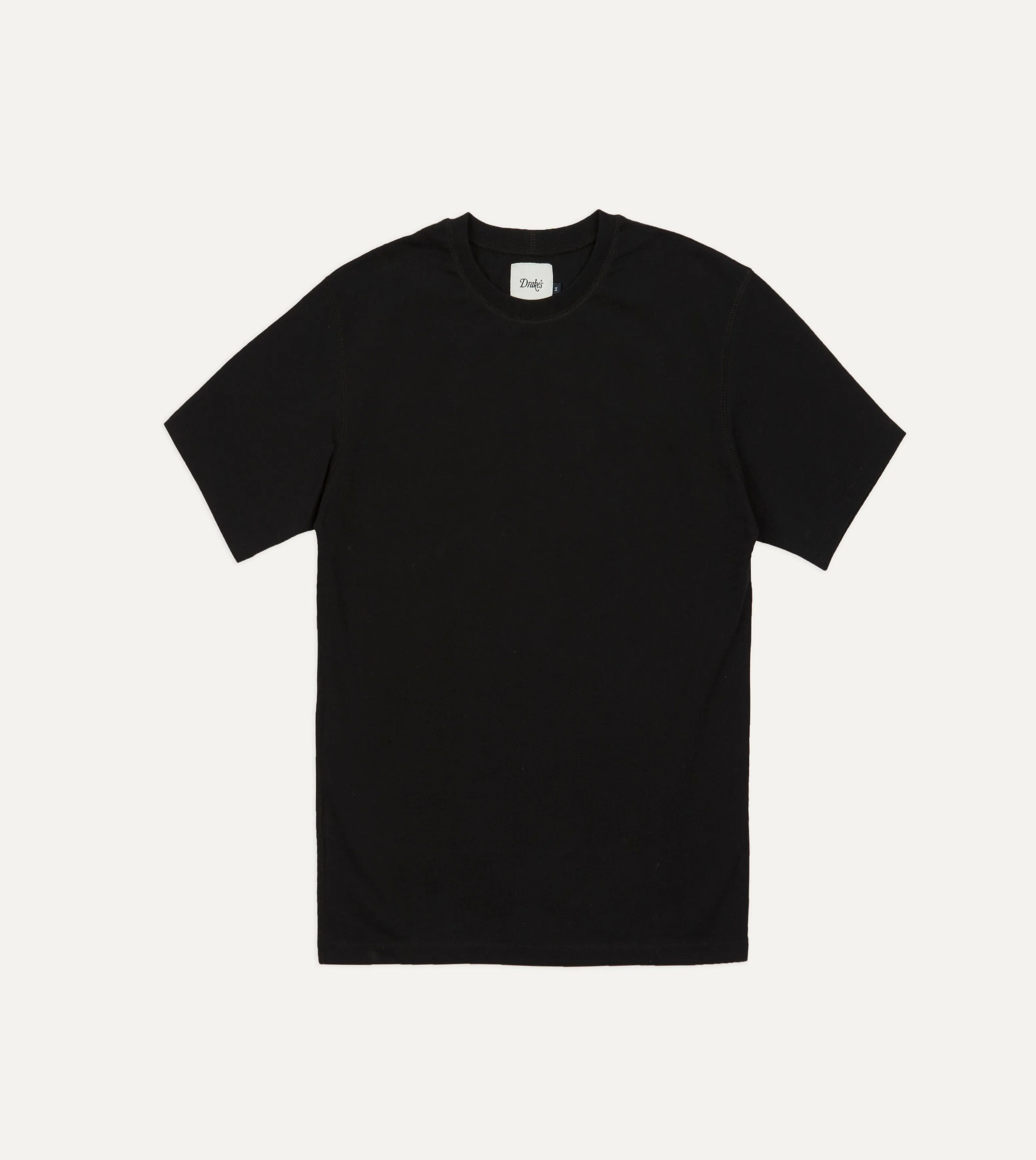 Black Cotton Crew Neck Hiking T-Shirt sold by Drake's London