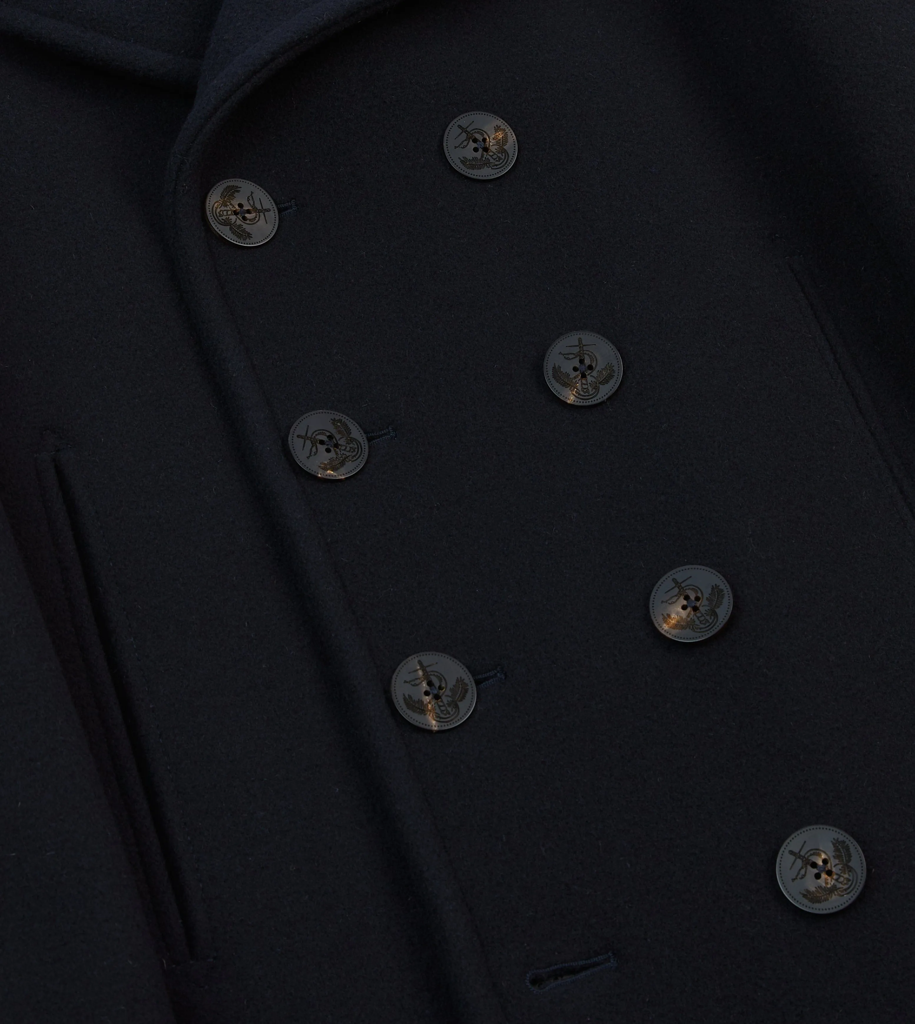 Navy Wool Double-Breasted Peacoat sold by Drake's London product image thumbnail 4