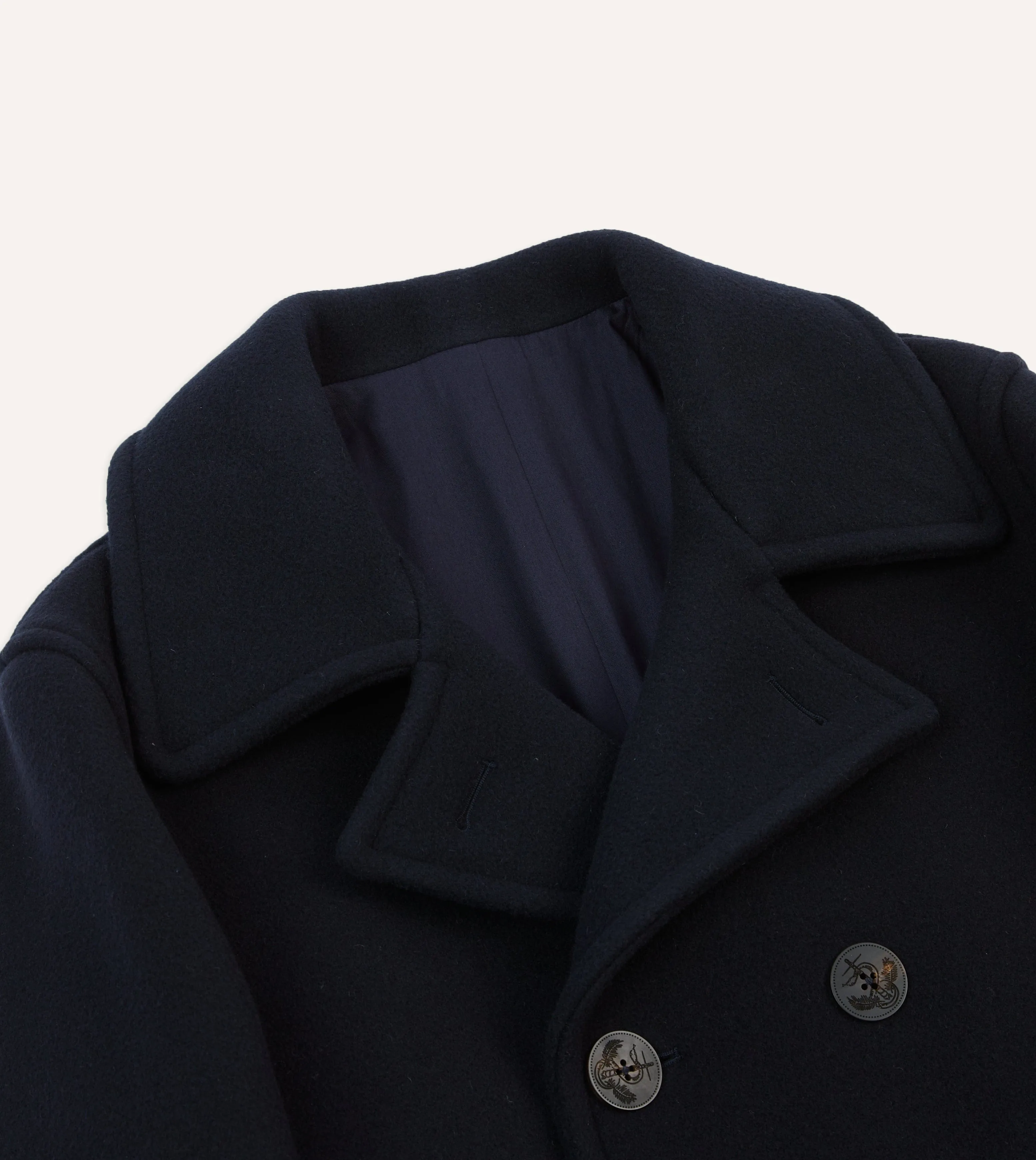 Navy Wool Double-Breasted Peacoat sold by Drake's London product image thumbnail 3