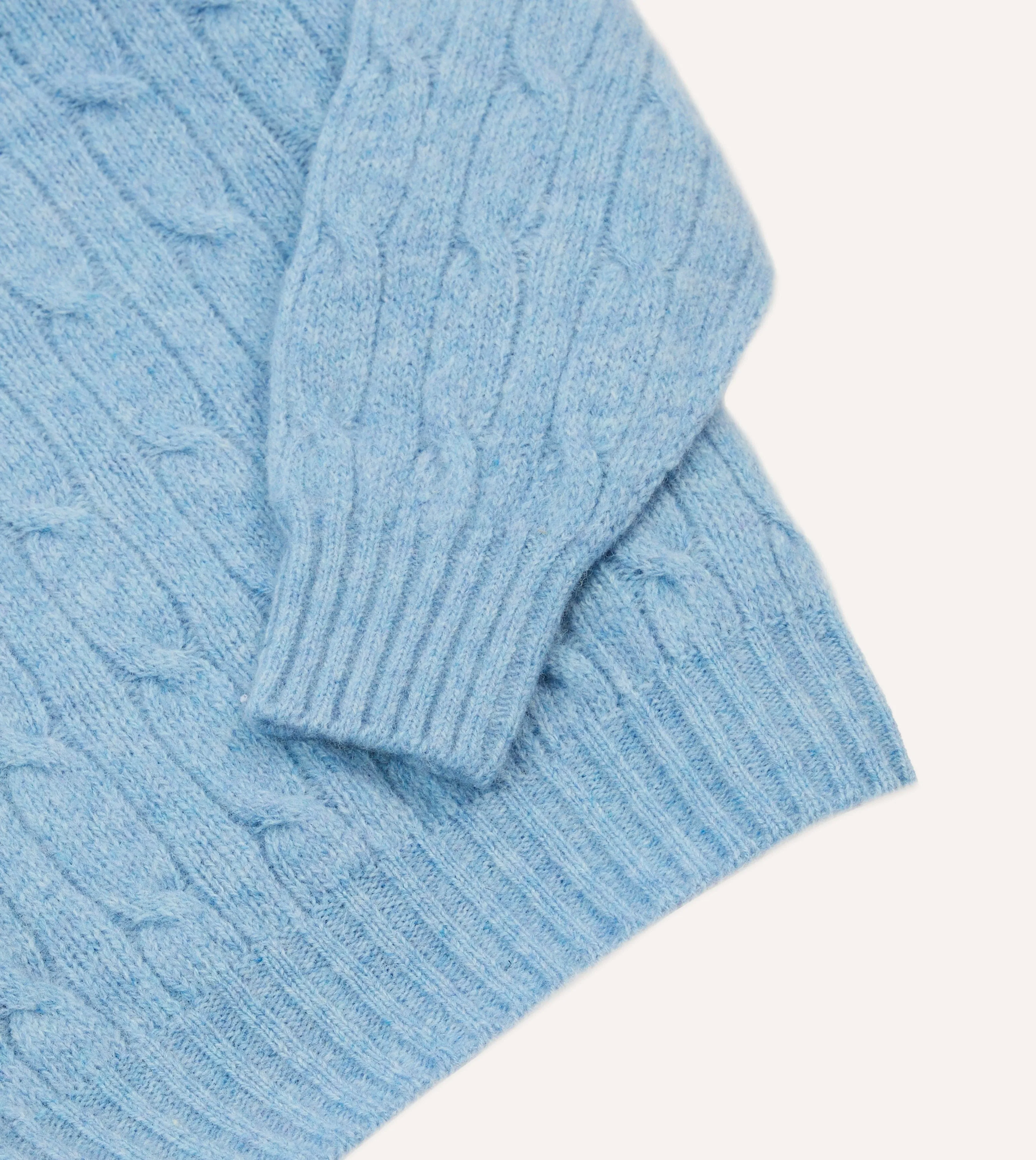Blue Brushed Shetland Cable Knit Crew Neck Jumper sold by Drake's London product image thumbnail 4