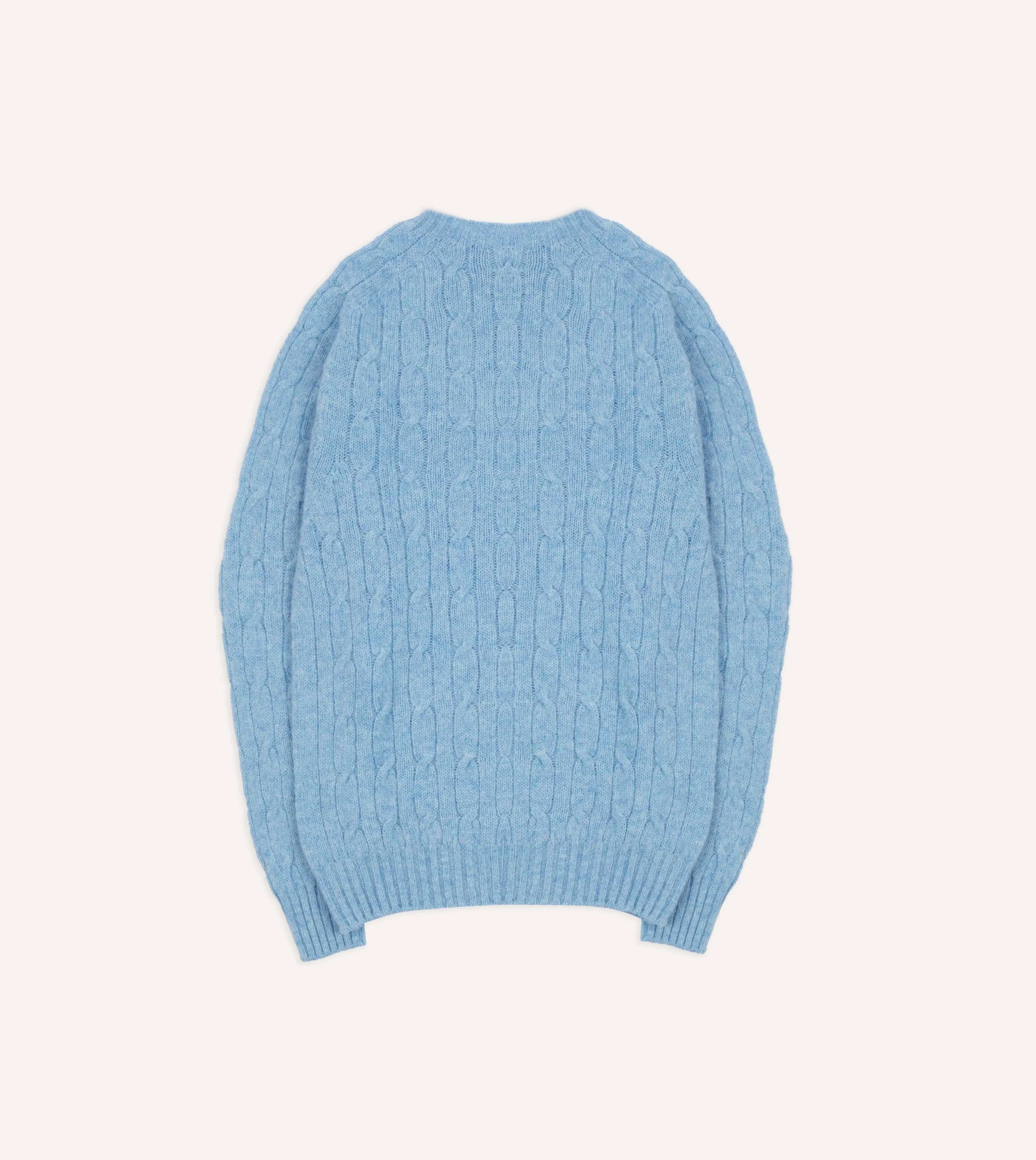 Blue Brushed Shetland Cable Knit Crew Neck Jumper sold by Drake's London product image thumbnail 5