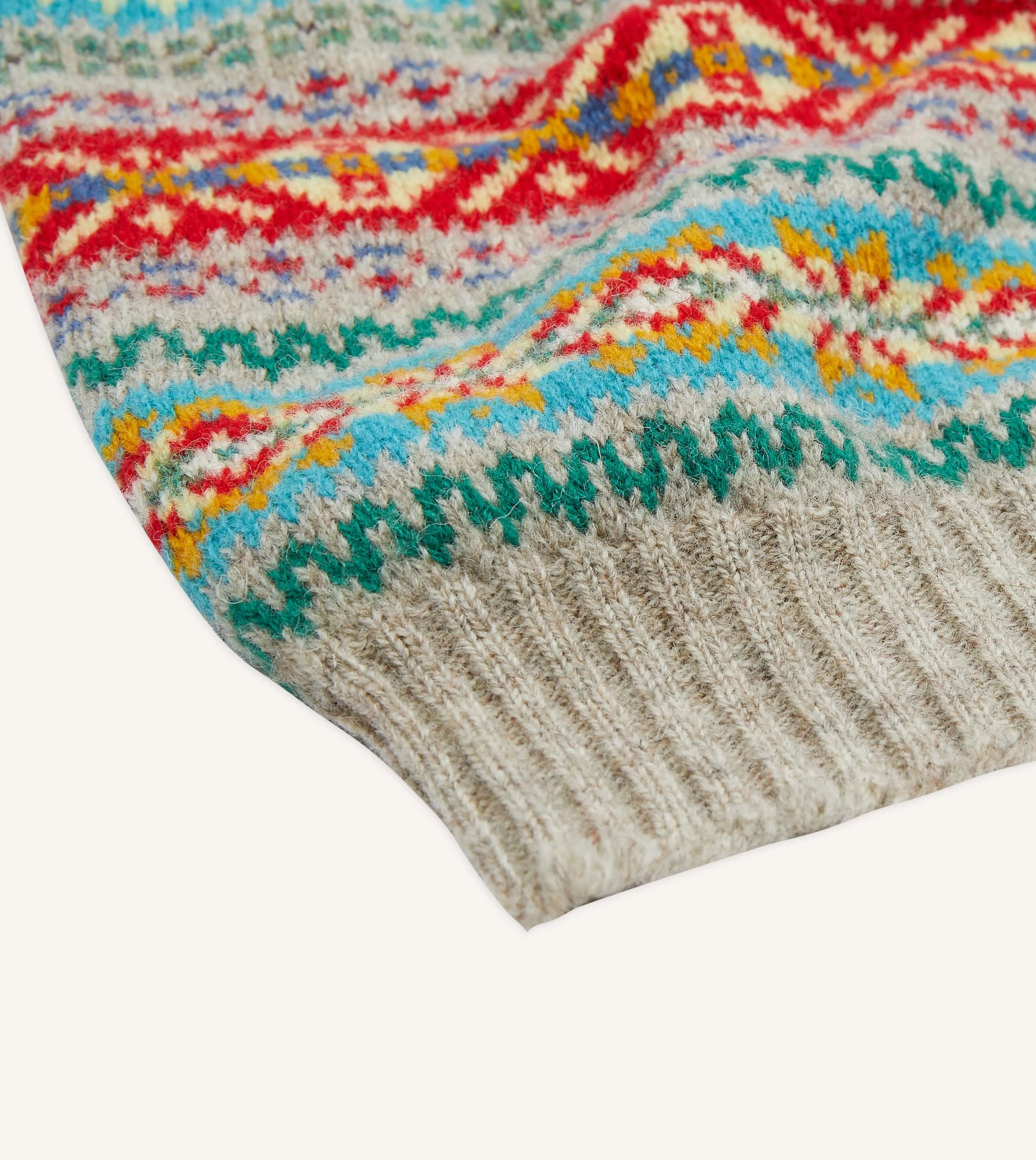Multicoloured Fair Isle Lambswool Sleeveless V-Neck Jumper sold by Drake's London product image thumbnail 4