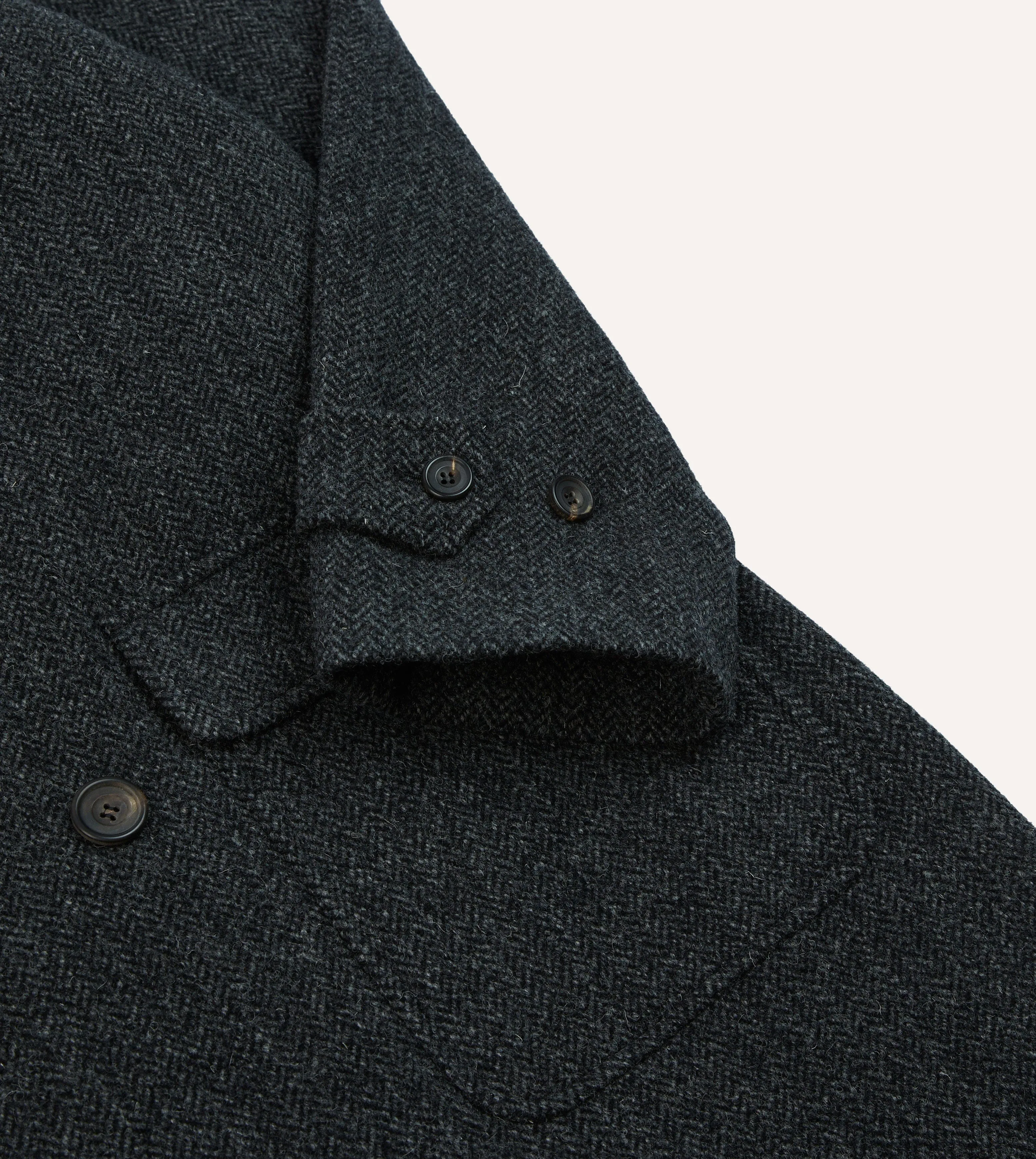 Grey Herringbone Wool Double-Breasted Raglan Coat sold by Drake's London product image thumbnail 4