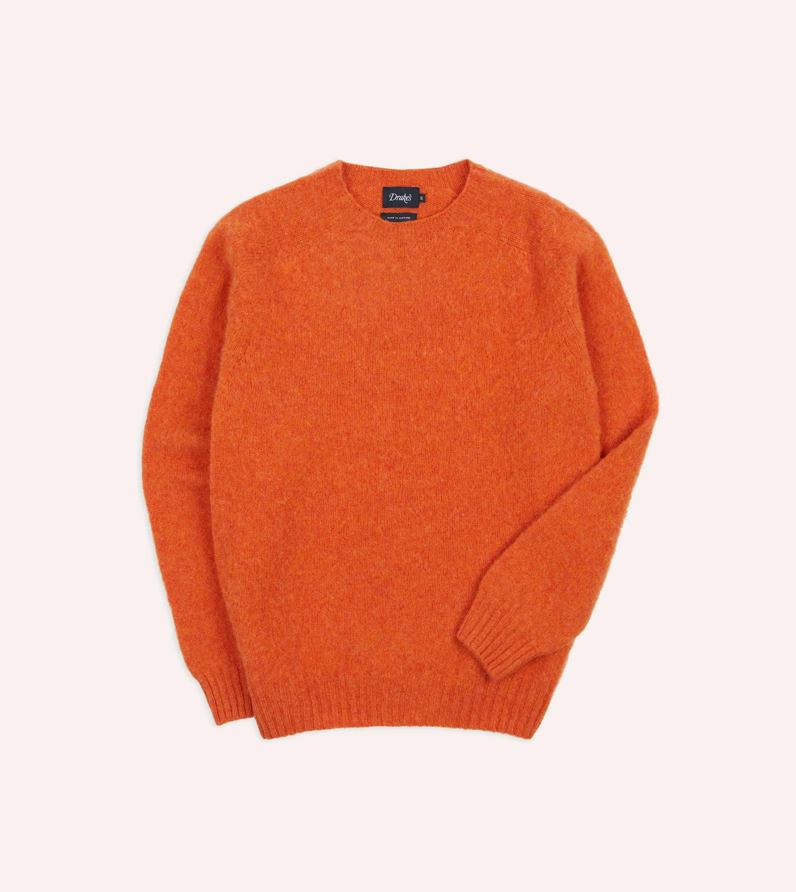 Orange Brushed Shetland Crew Neck Jumper sold by Drake's London