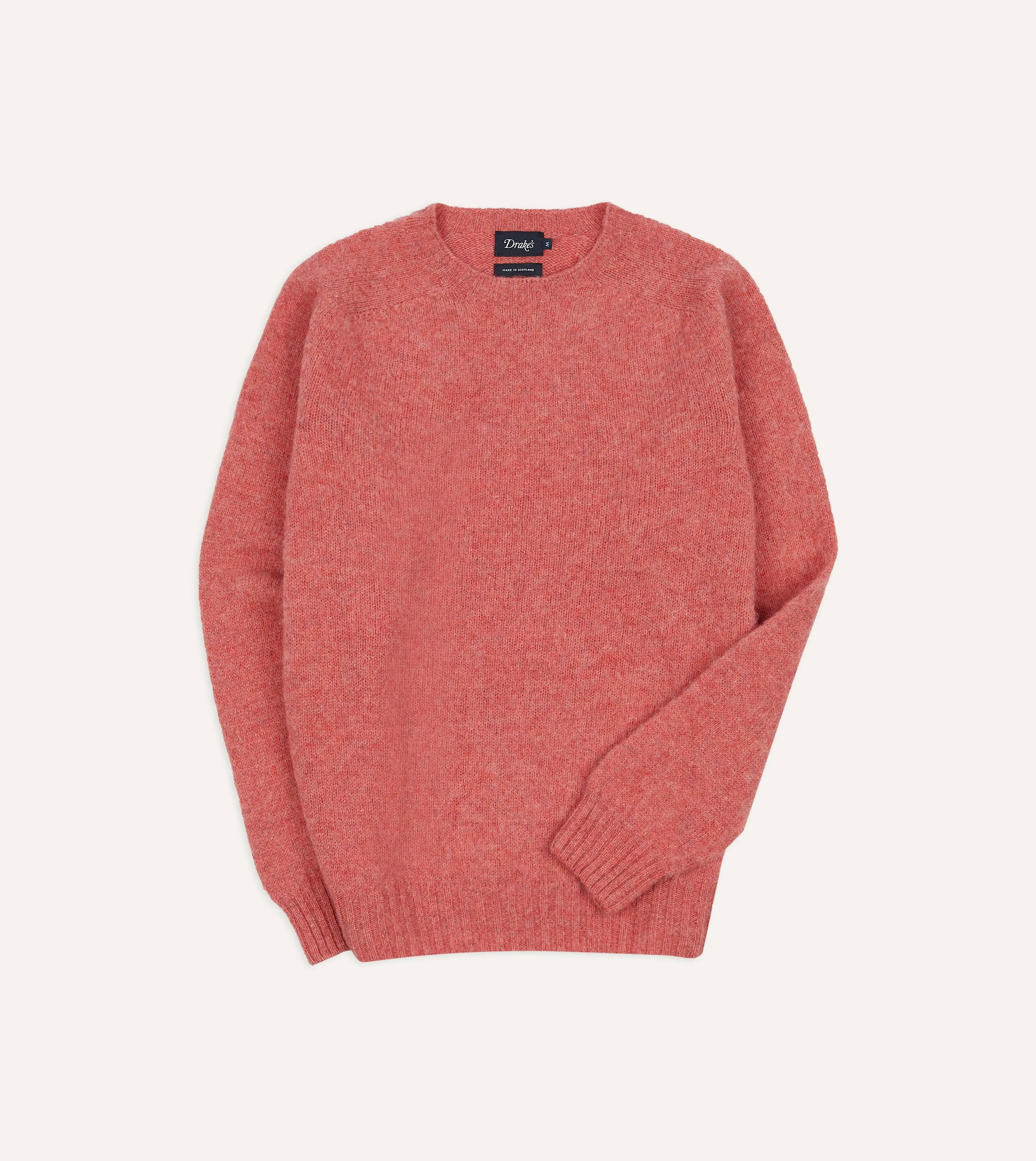 Pink Brushed Shetland Crew Neck Jumper sold by Drake's London