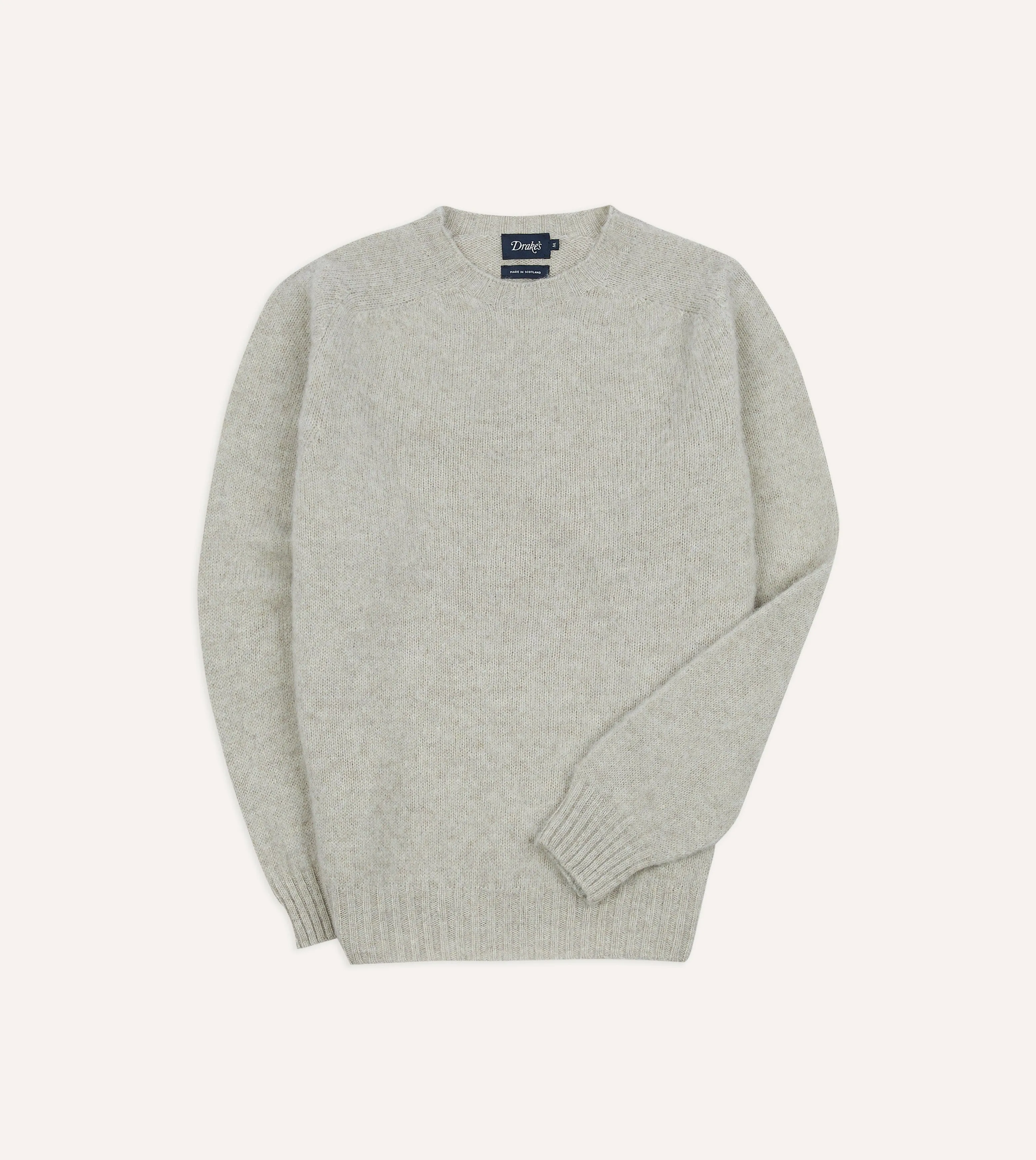 Stone Brushed Shetland Crew Neck Jumper sold by Drake's London
