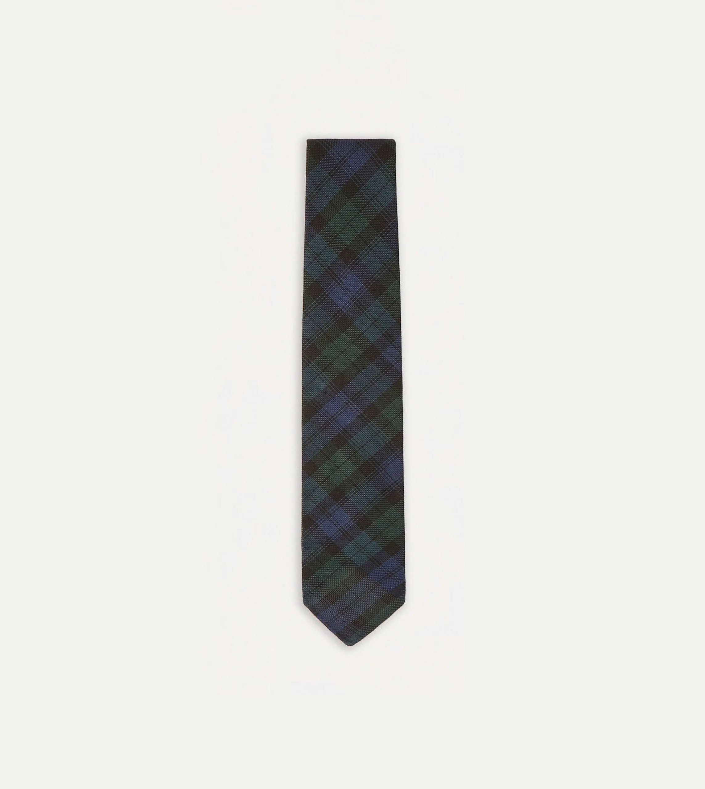 Blackwatch Fine Woven Grenadine Silk Hand Rolled Tie sold by Drake's London
