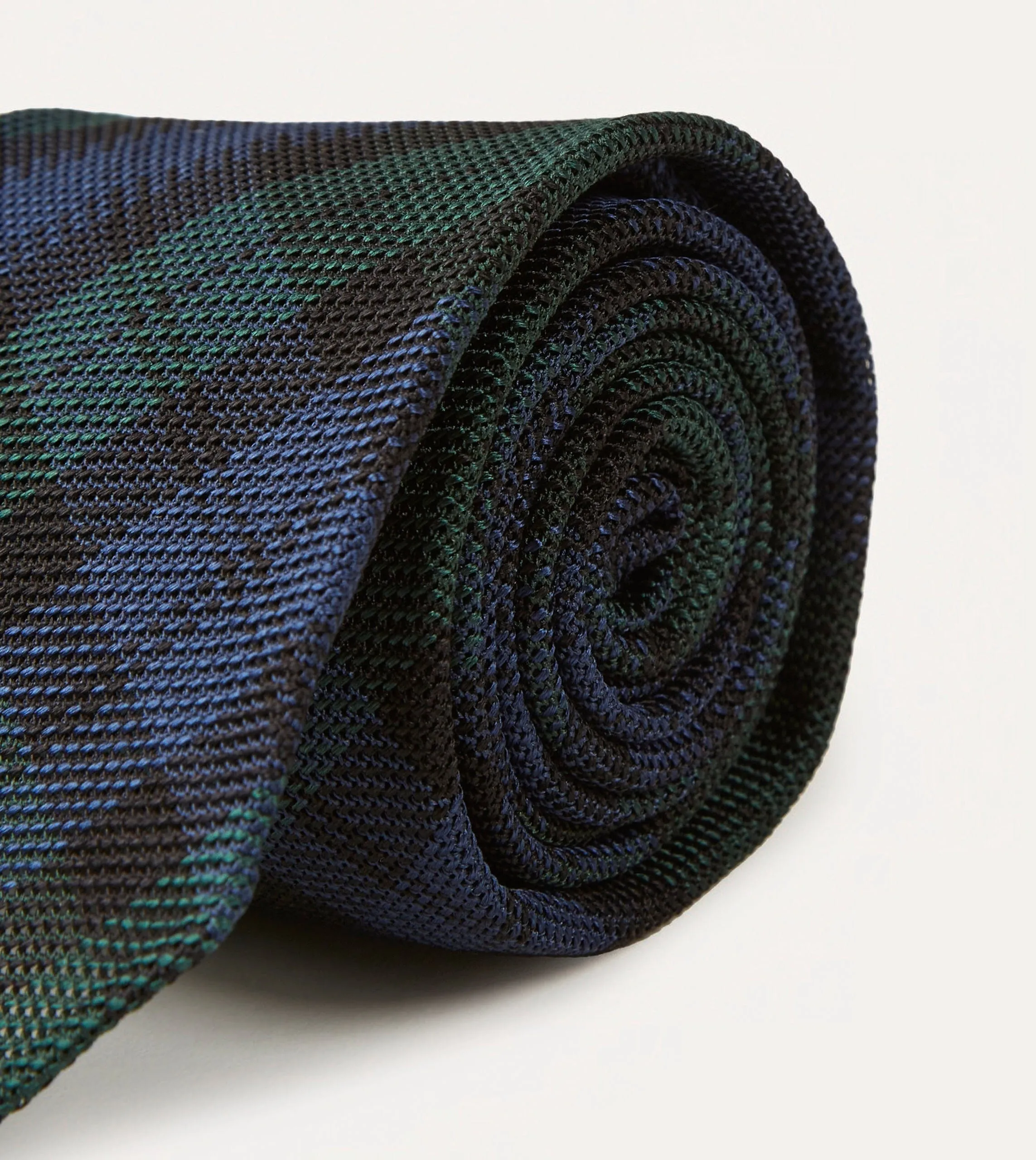 Blackwatch Fine Woven Grenadine Silk Hand Rolled Tie sold by Drake's London product image thumbnail 3