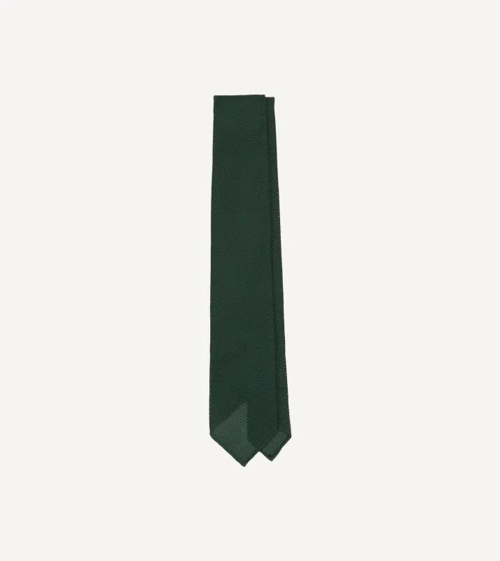 Green Fine Woven Grenadine Silk Hand Rolled Tie sold by Drake's London