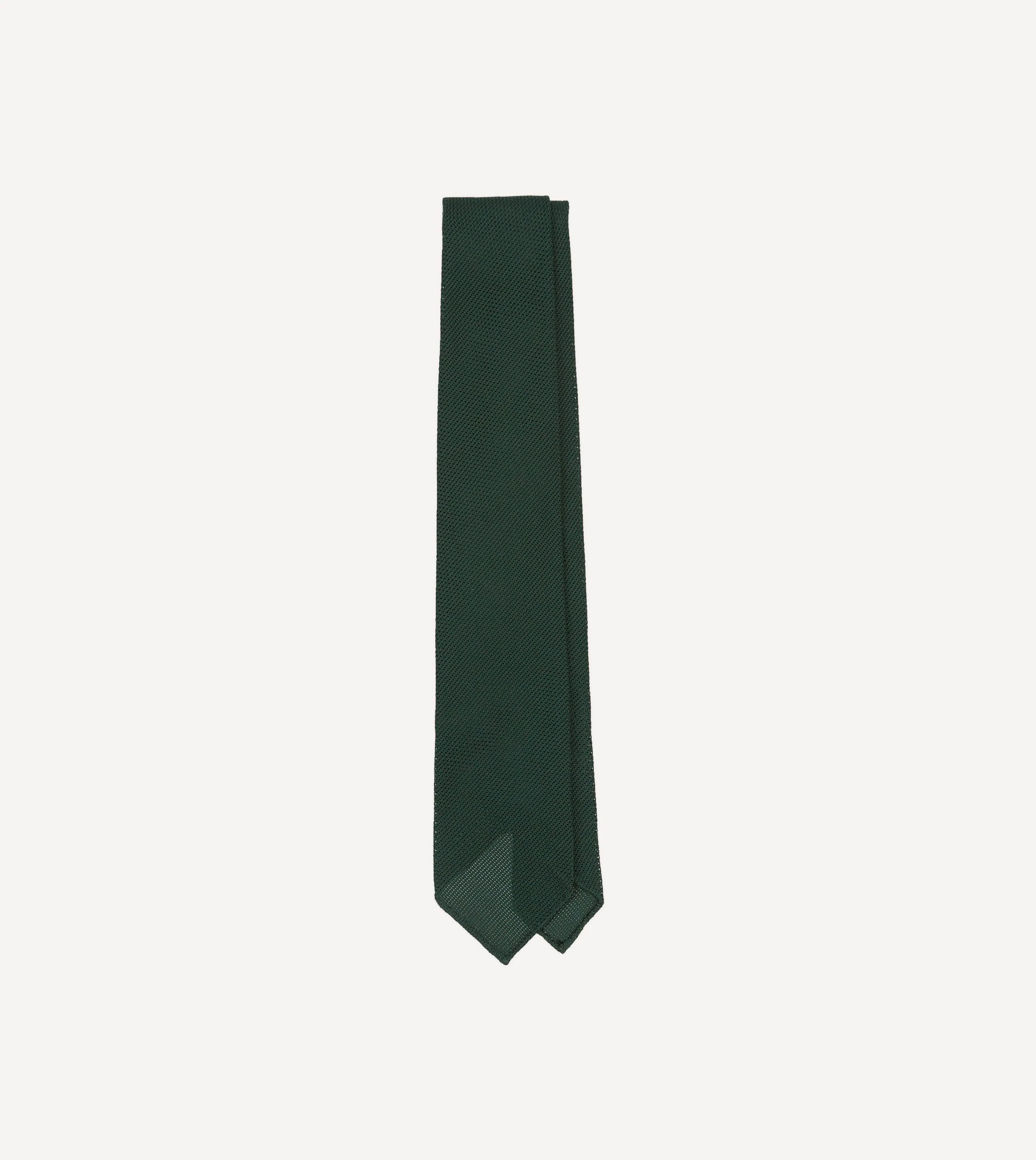 Green Fine Woven Grenadine Silk Hand Rolled Tie sold by Drake's London