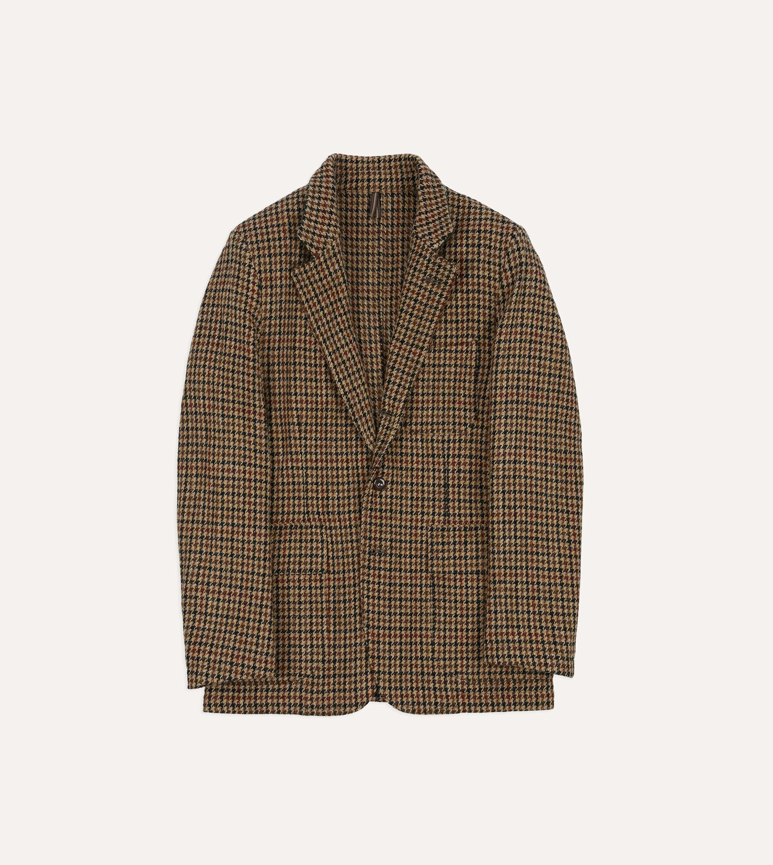 Brown Houndstooth Check Harris Tweed Games Blazer Mk. VII sold by Drake's London