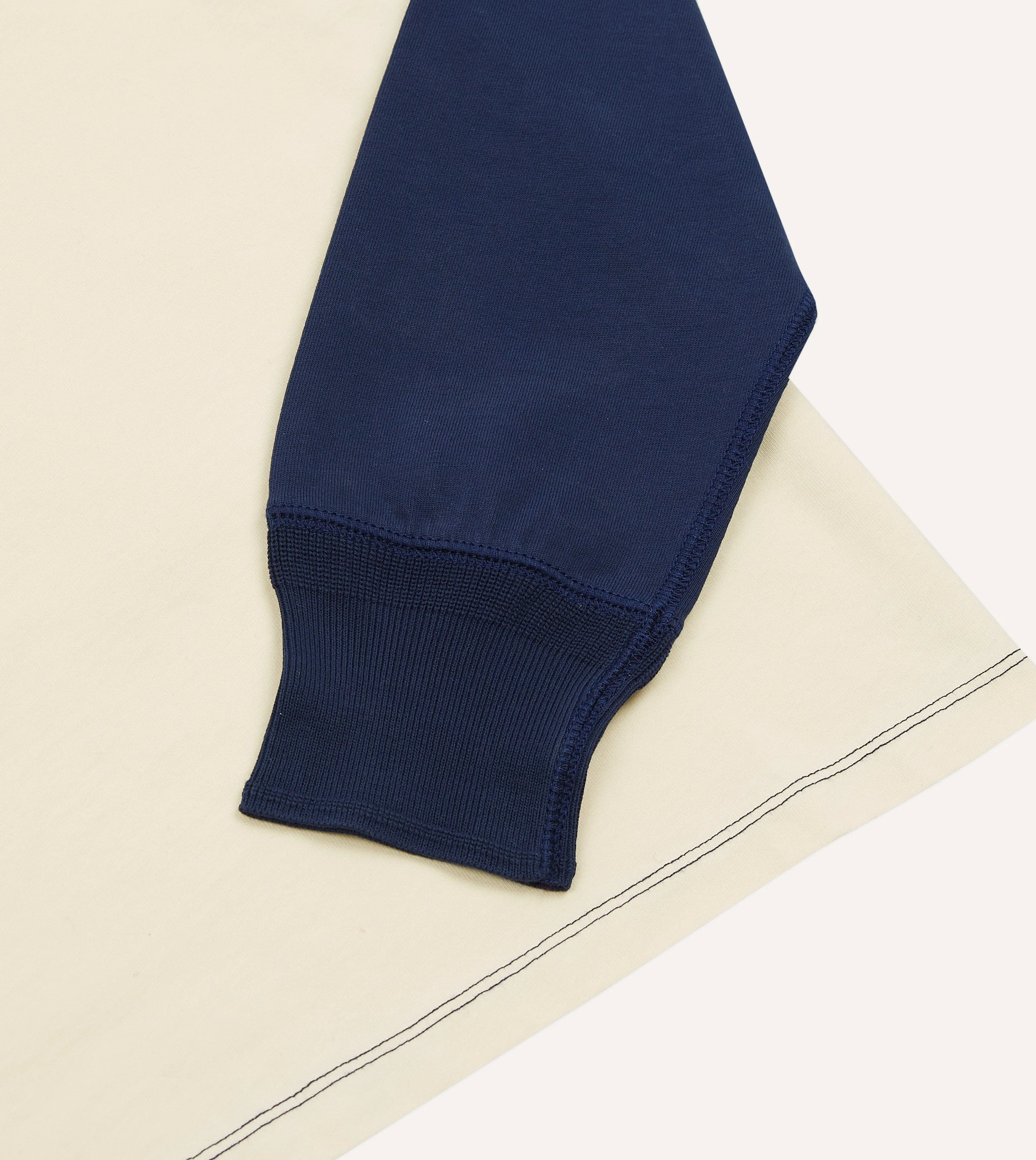 Ecru and Navy Raglan Sleeve Hiking T-Shirt sold by Drake's London product image thumbnail 4