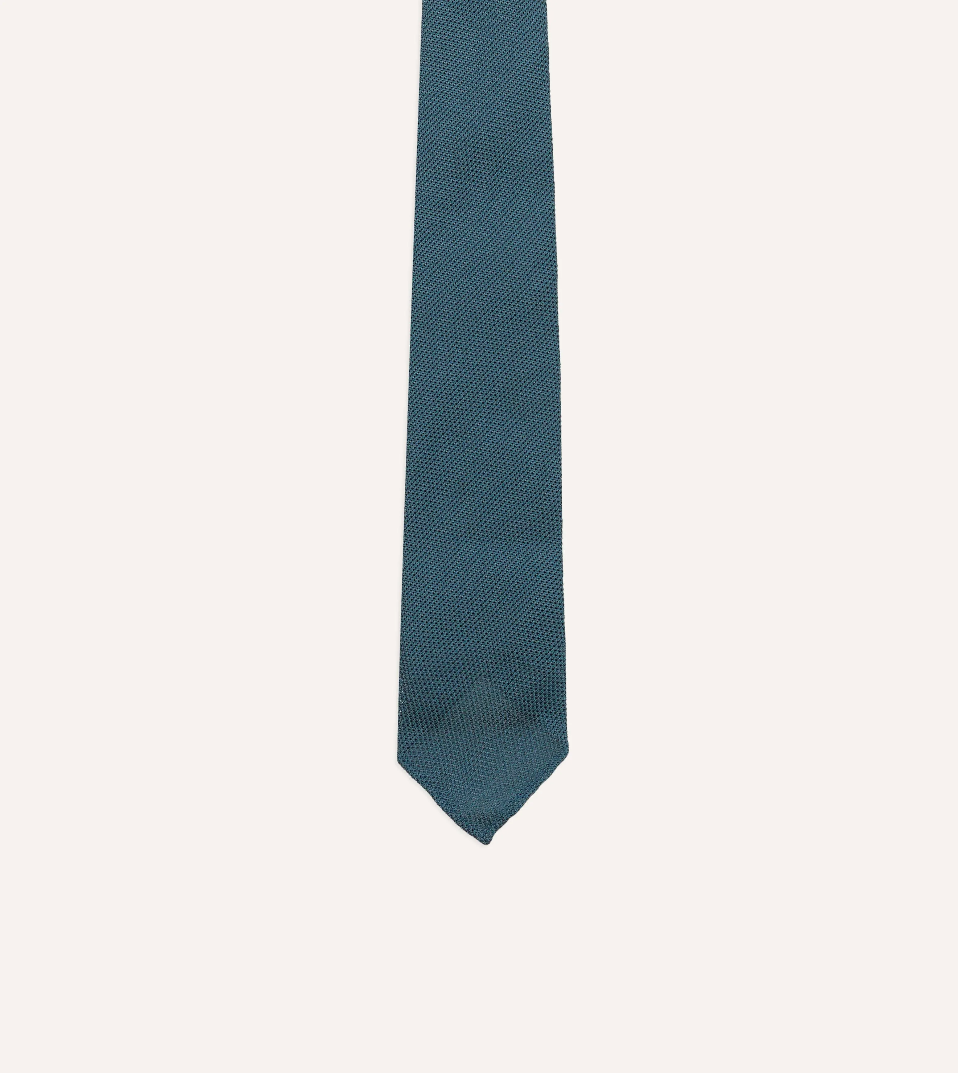 Sky Blue Fine Woven Grenadine Silk Hand Rolled Tie sold by Drake's London product image thumbnail 4