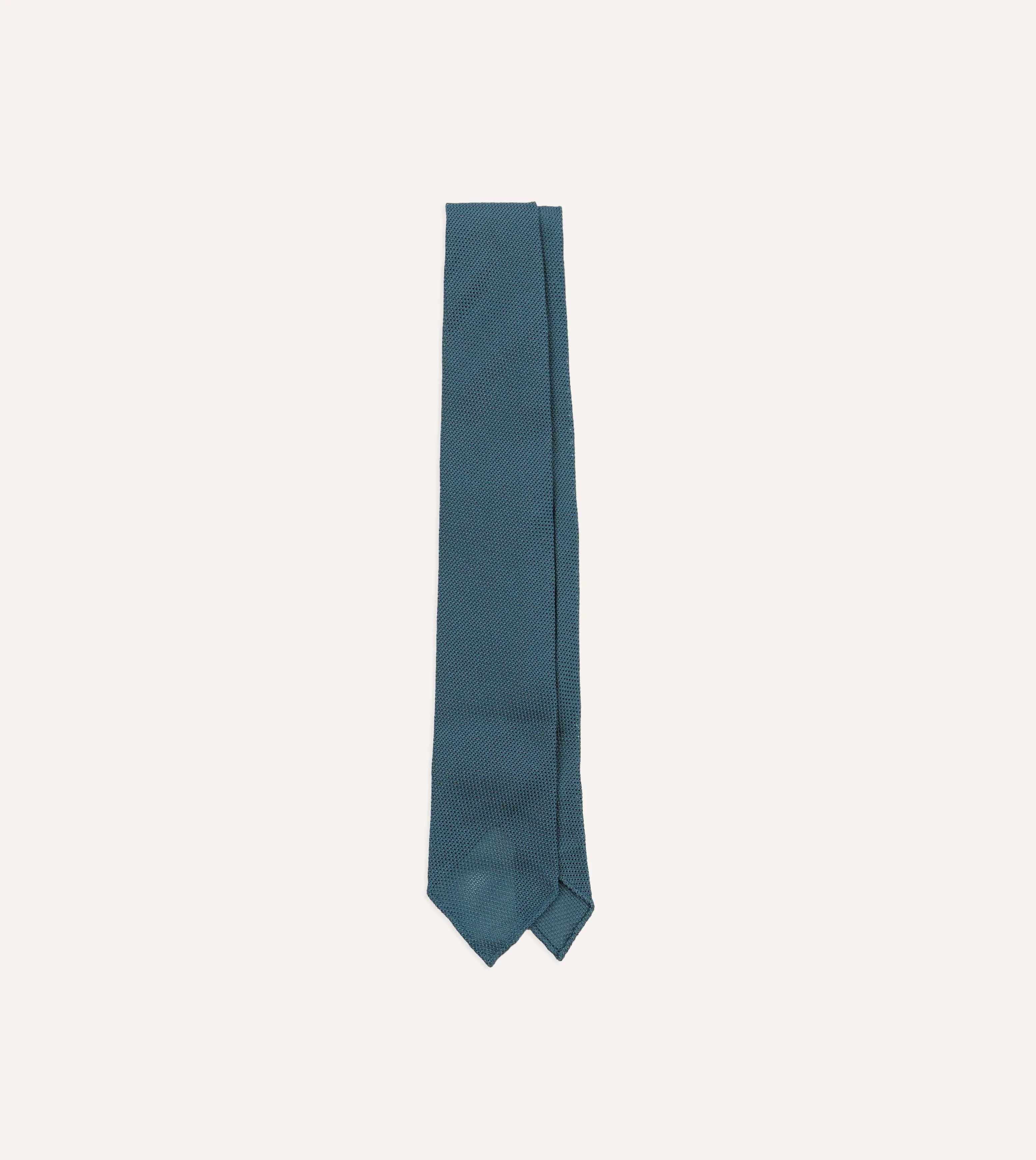 Sky Blue Fine Woven Grenadine Silk Hand Rolled Tie sold by Drake's London
