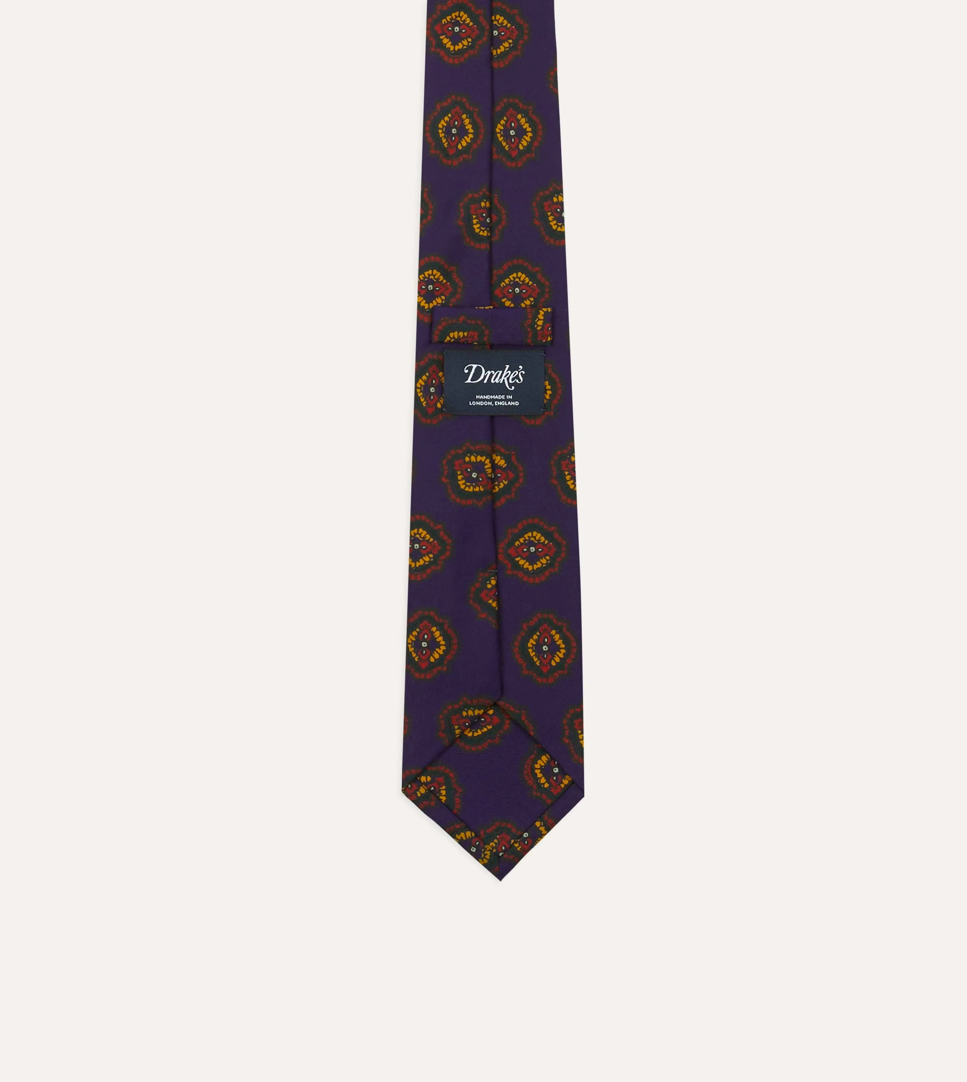 Purple Baroque Paisley 36oz Madder Silk Self Tipped Tie sold by Drake's London product image thumbnail 3