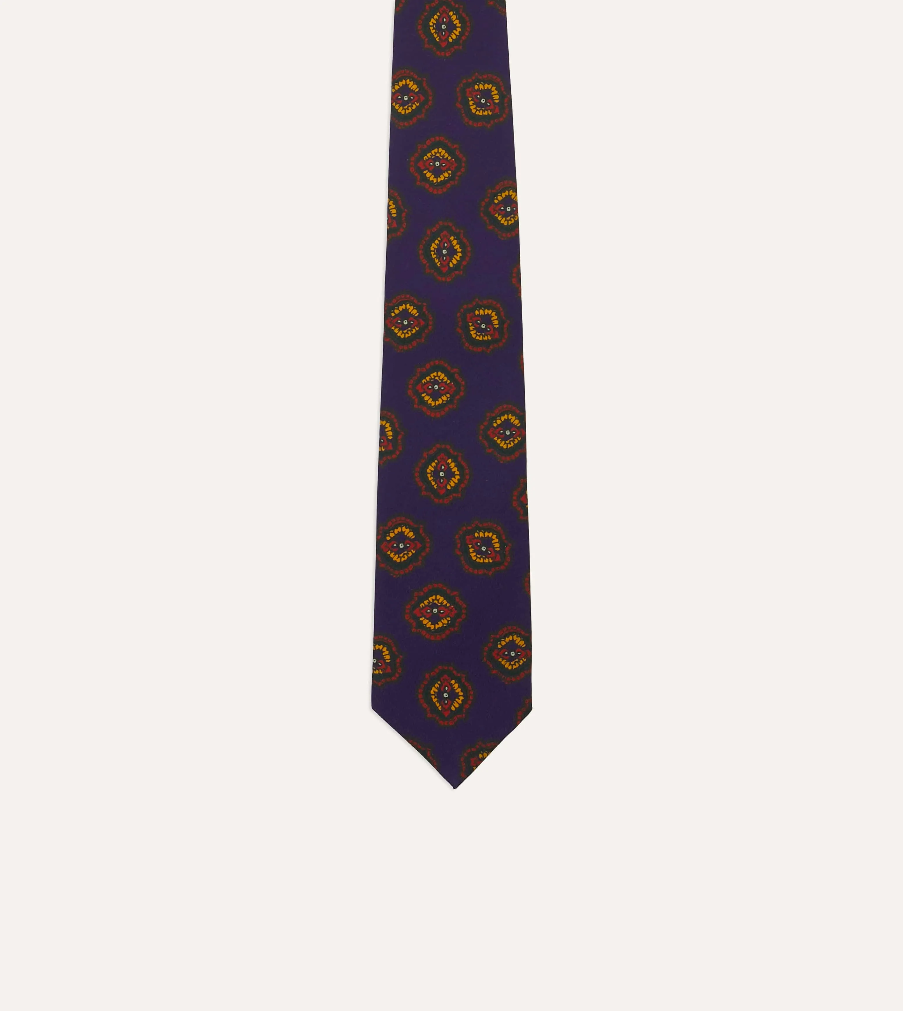 Purple Baroque Paisley 36oz Madder Silk Self Tipped Tie sold by Drake's London product image thumbnail 4
