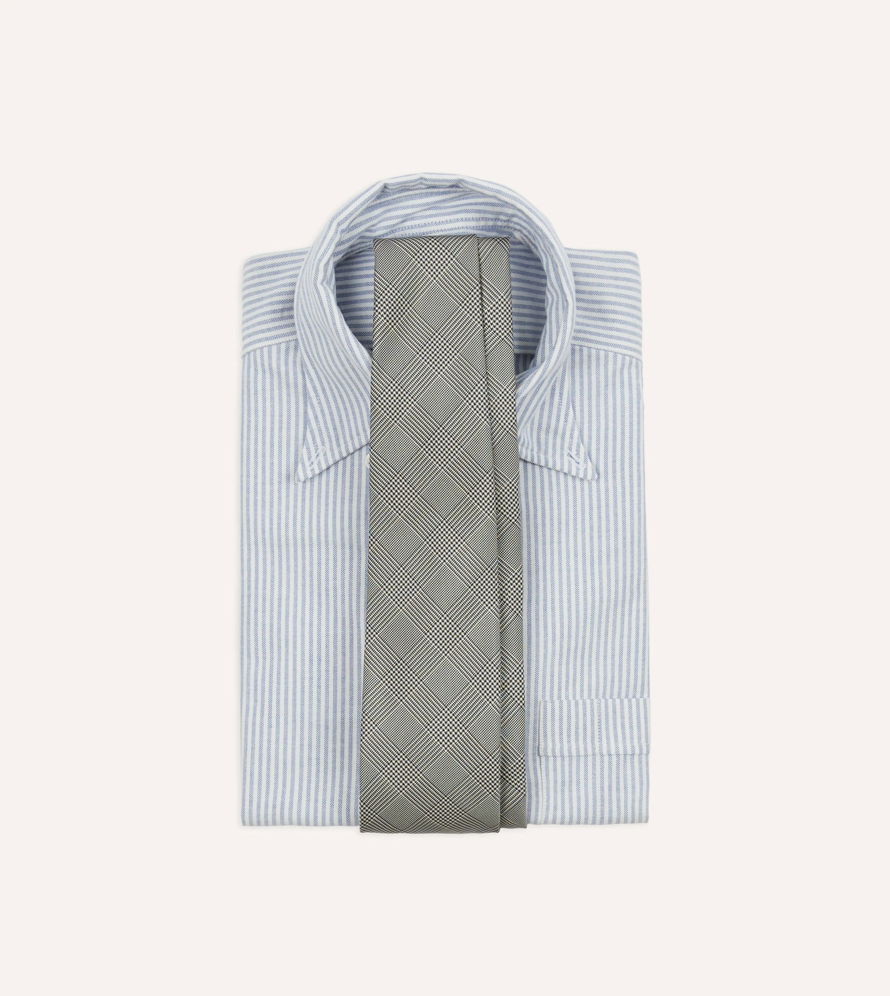 Grey Prince of Wales Check Tipped Silk Tie sold by Drake's London product image thumbnail 2