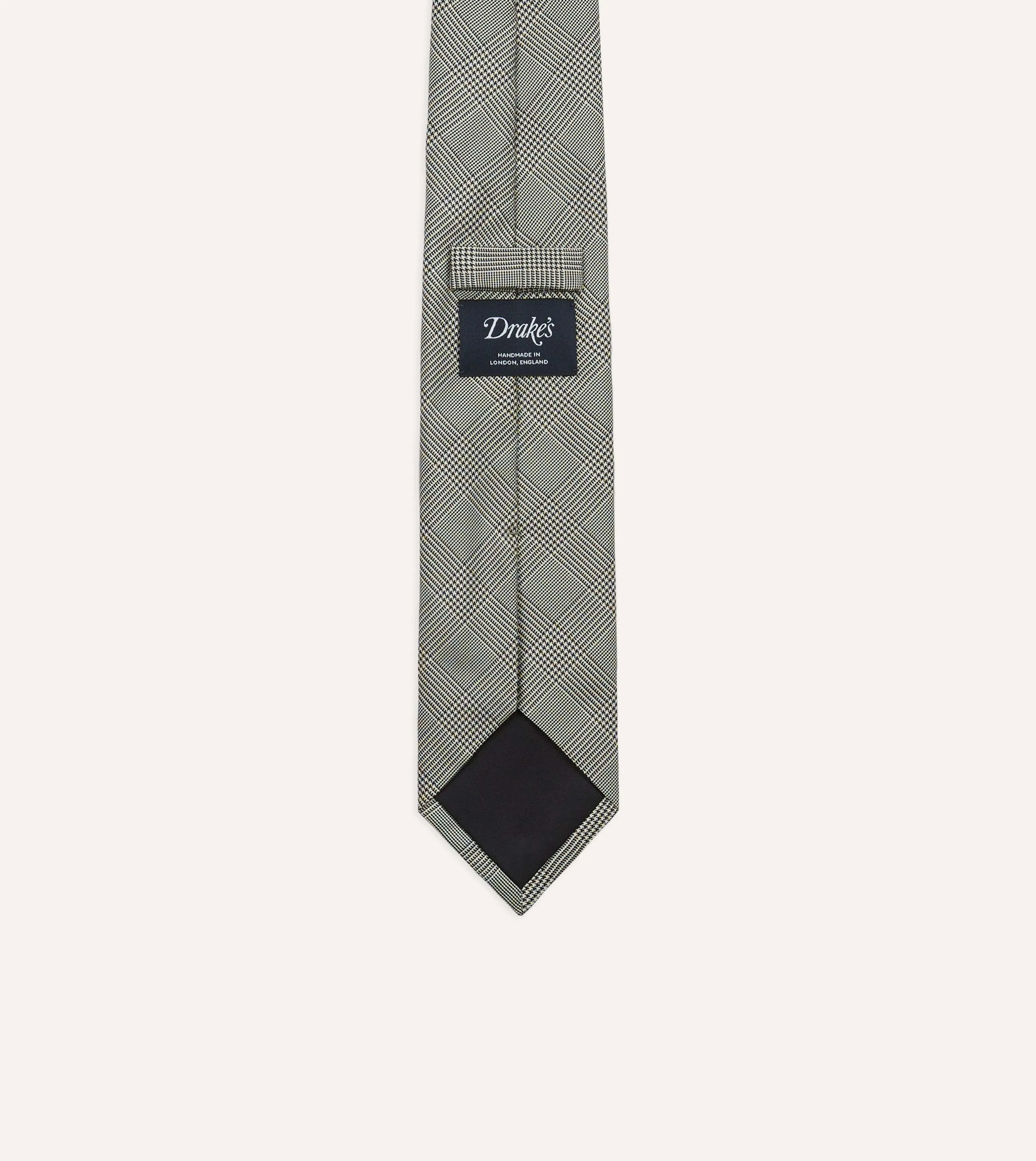 Grey Prince of Wales Check Tipped Silk Tie sold by Drake's London product image thumbnail 3