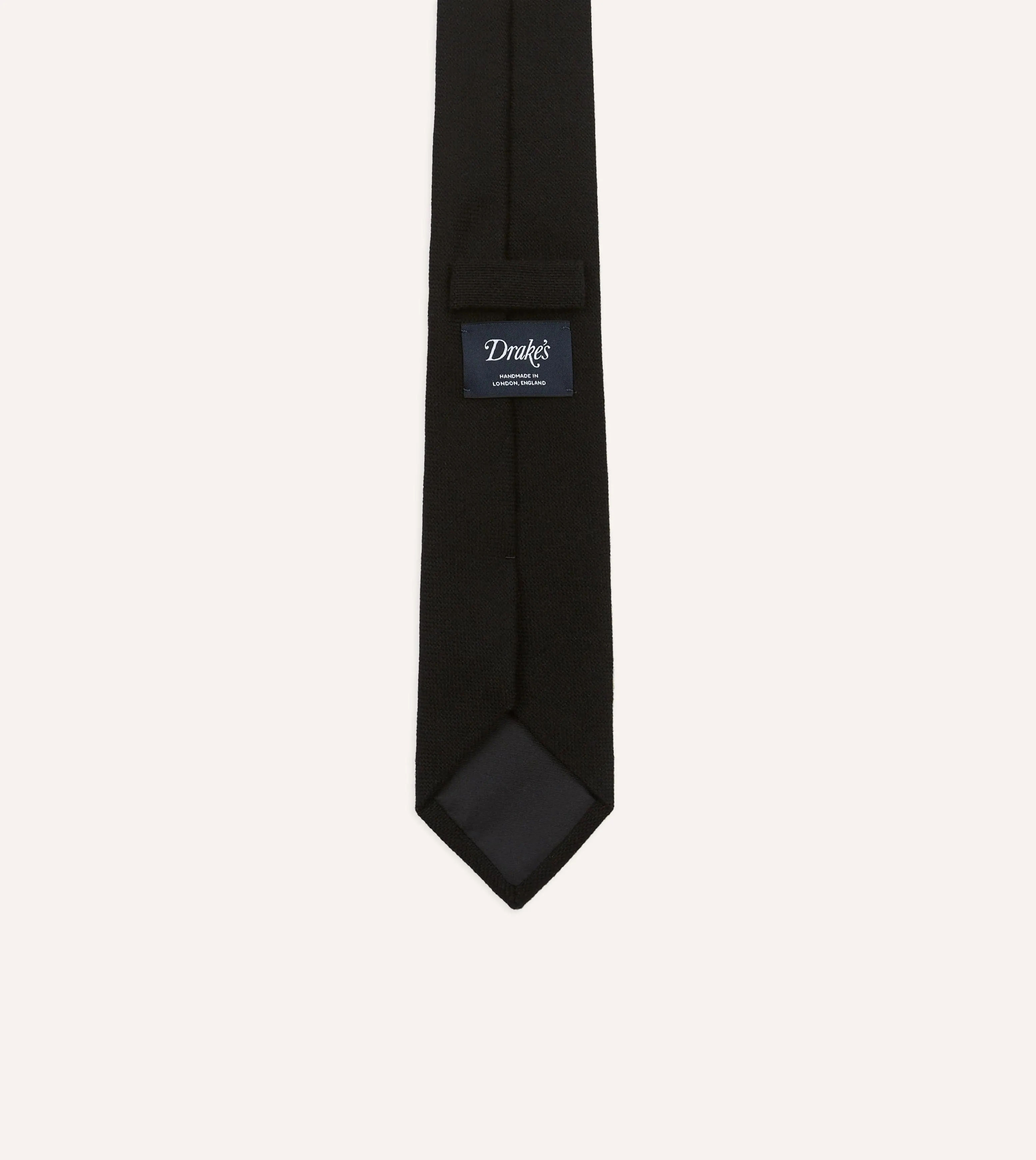 Black Pure Cashmere Solid Tipped Tie sold by Drake's London product image thumbnail 3