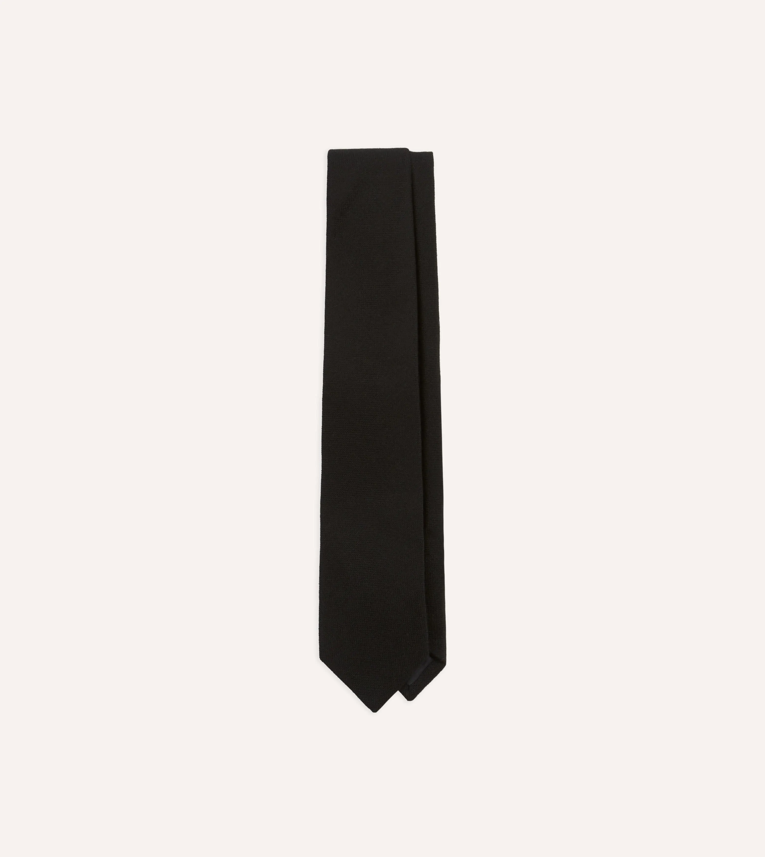 Black Pure Cashmere Solid Tipped Tie sold by Drake's London